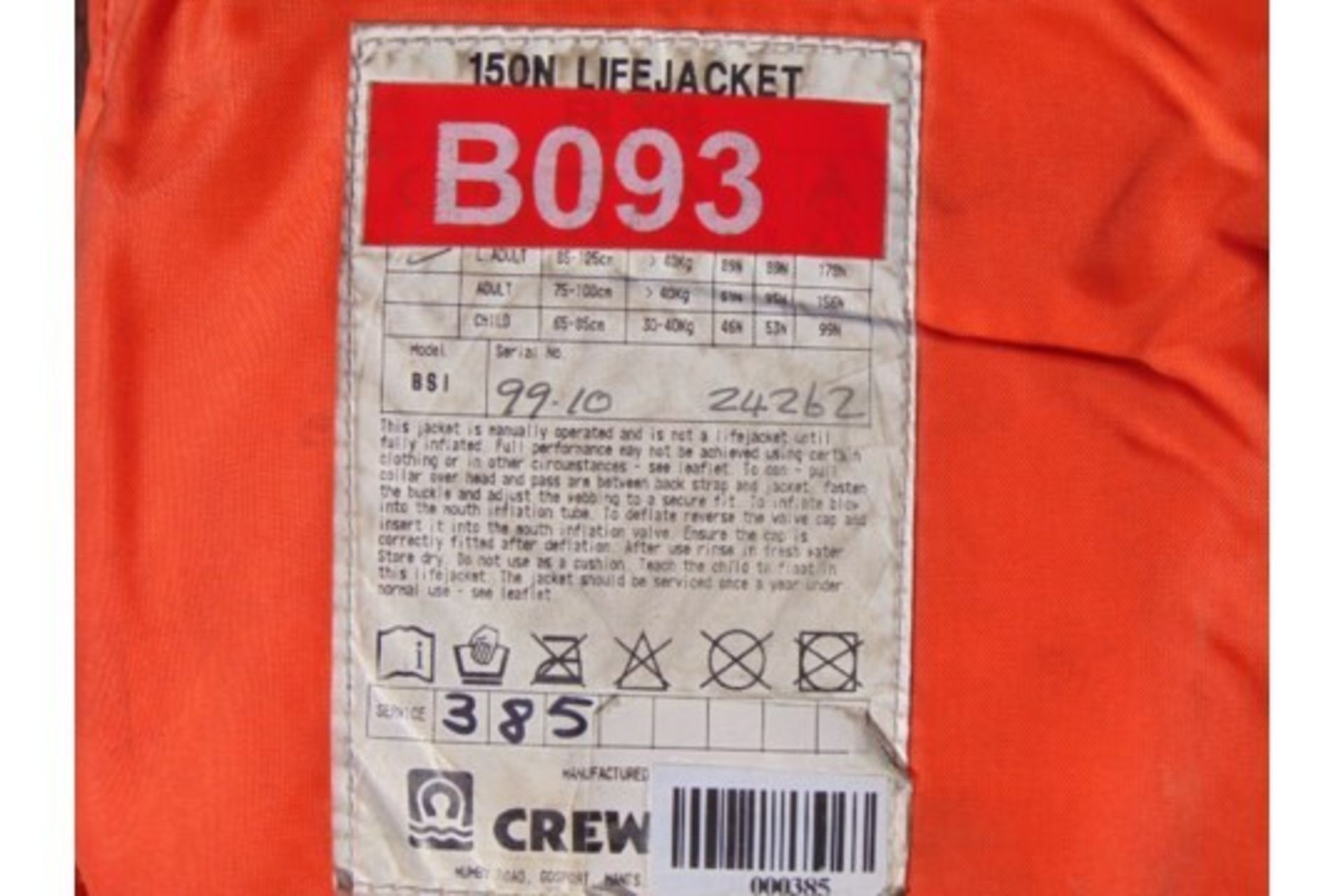 4 x Crewsaver 150N Air Foam Lifejackets - Image 5 of 6