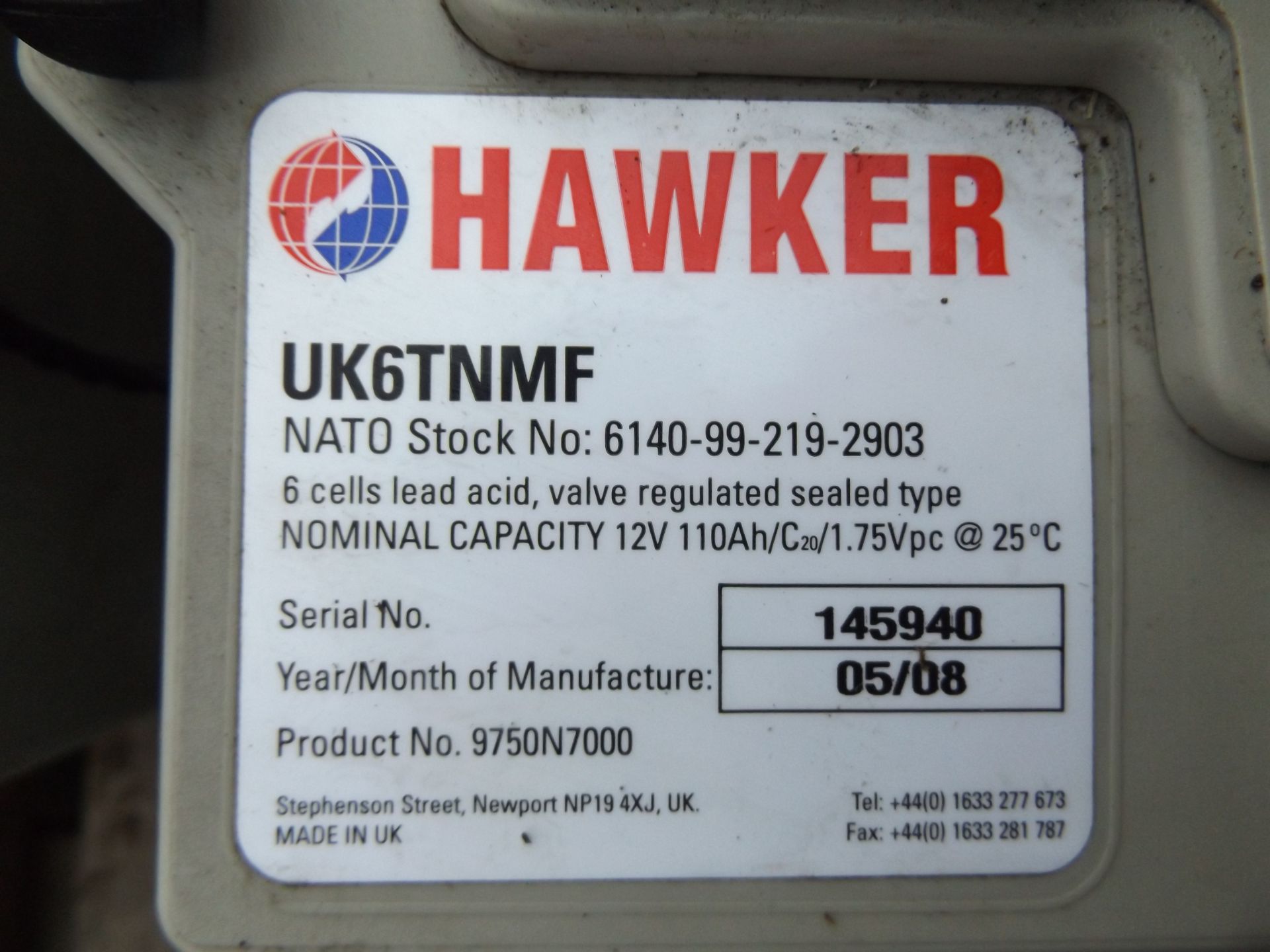 2 x Hawker UK6TNMF Rechargable Batteries - Image 5 of 5