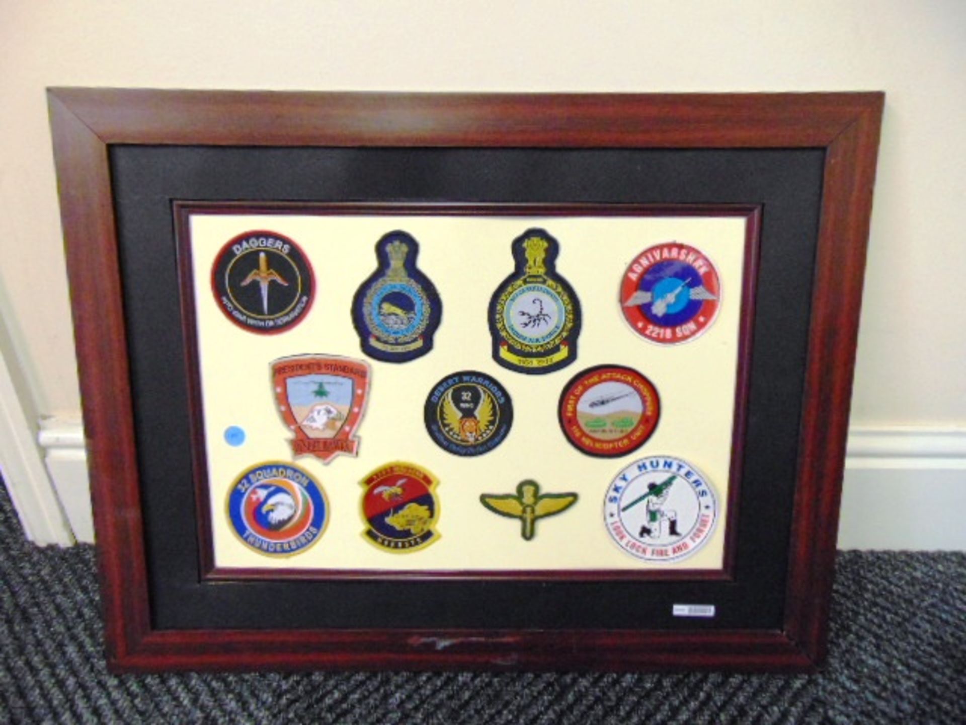 Framed Collection of Military Embroidered Insignia Patches