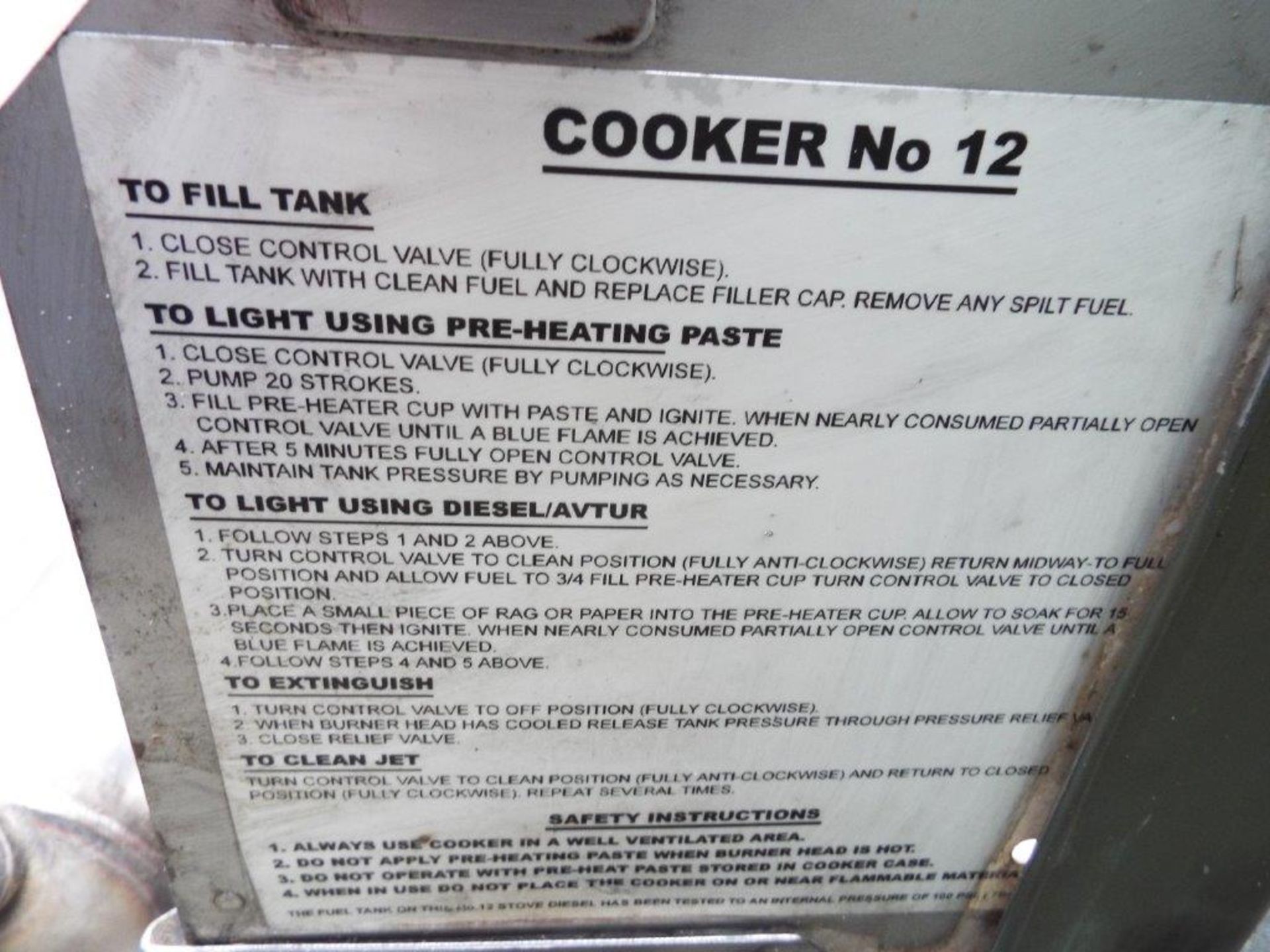 No. 12 Stove, Diesel Cooker/Camping Stove - Image 5 of 7
