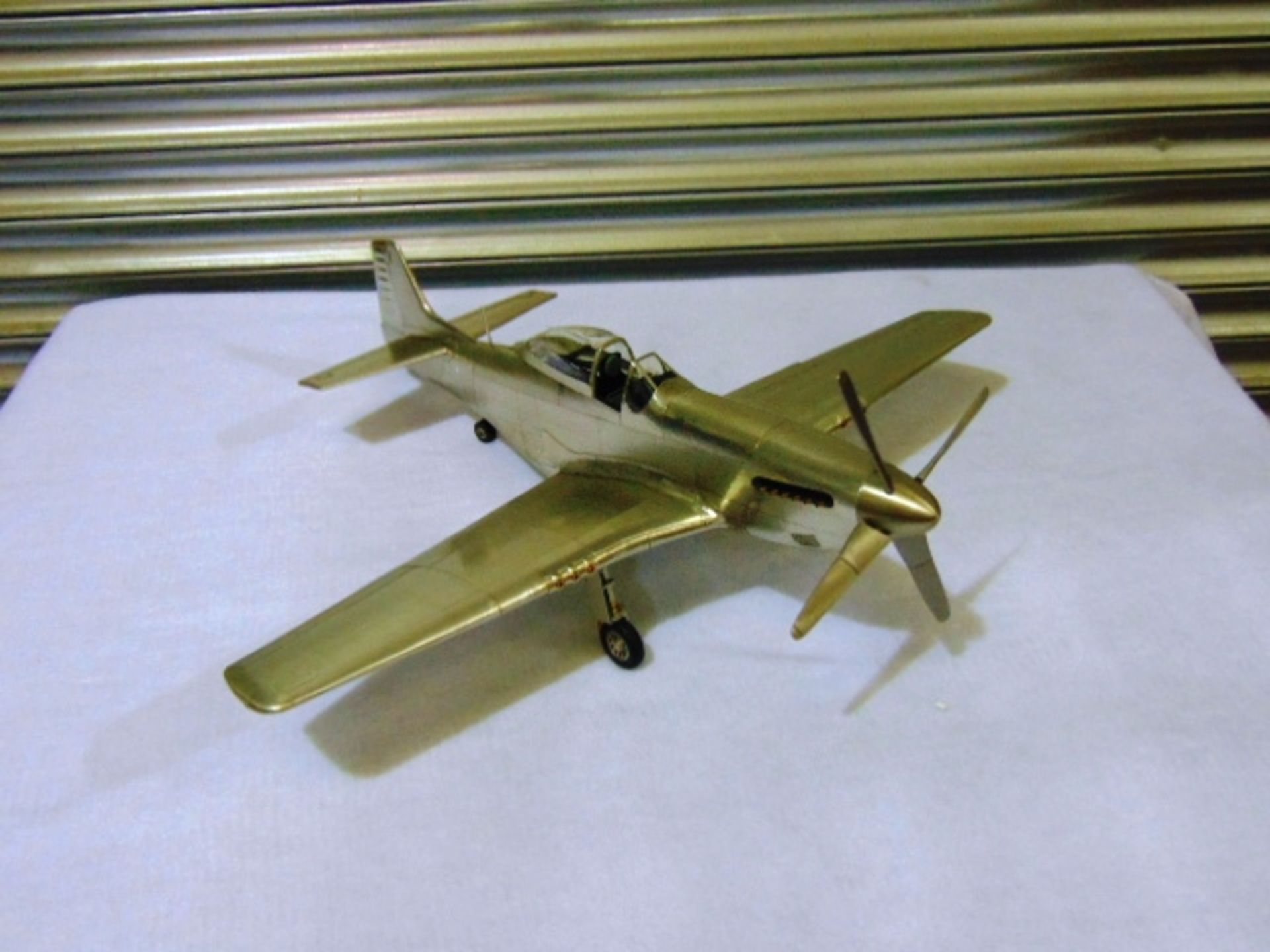 WWII Mustang P-51 Fighter Aluminum Model - Image 2 of 12