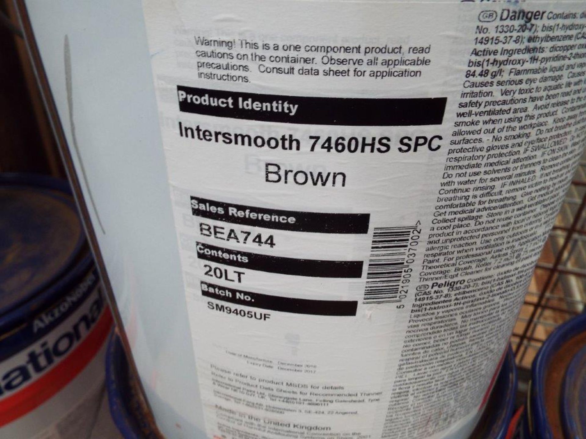 4 x Unissued 20L Cans of Intersmooth 7460HS Brown Protective Coating - Image 2 of 3