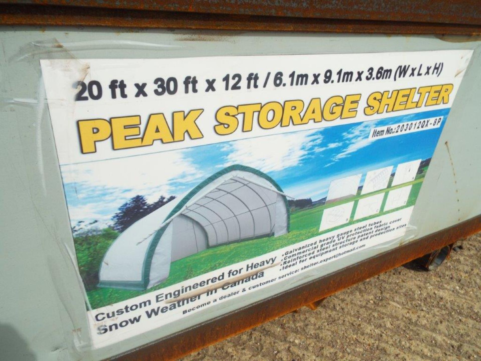 Heavy Duty Peak Storage Shelter 20'W x 30'L x 12' H P/No 203012QX-8P - Image 4 of 7