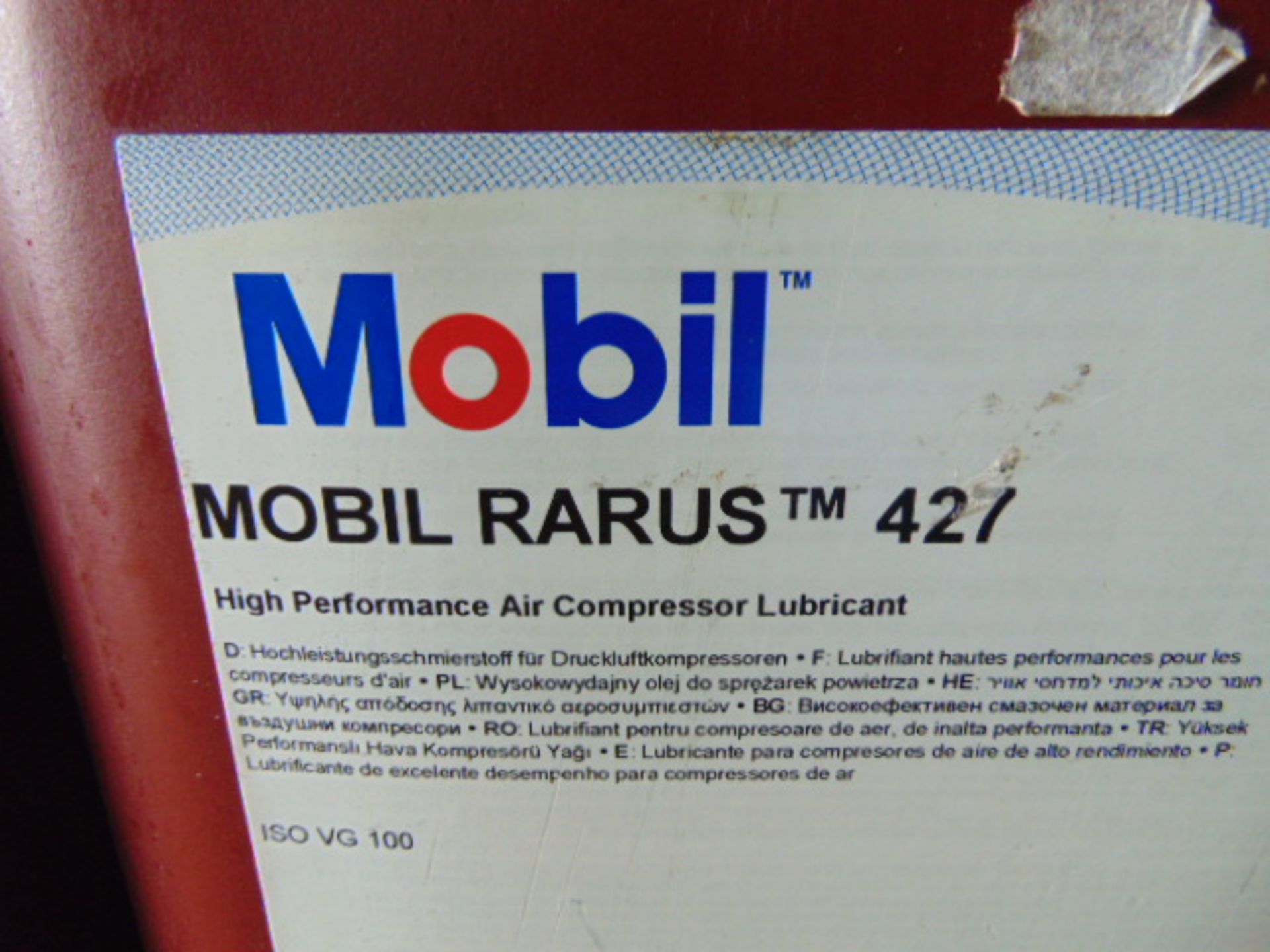 6 x Unissued 20L Drums of Mobil Rarus 427 Air Compressor Lubricant / Oil - Bild 4 aus 5