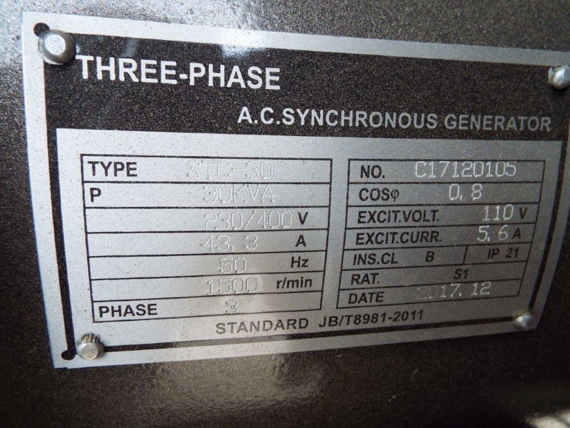 UNISSUED WITH TEST HOURS ONLY 30 KVA 3 Phase Silent Diesel Generator Set - Image 15 of 20