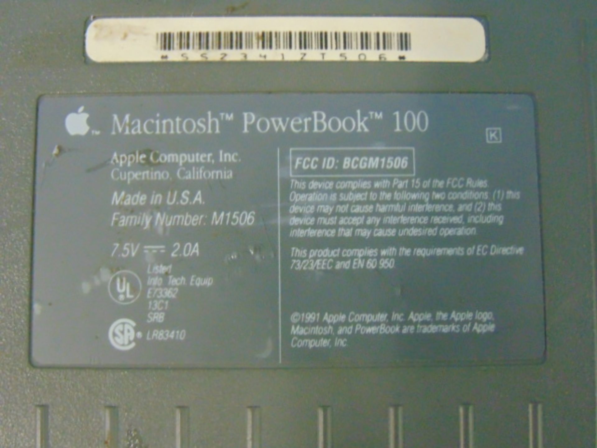 Rare Vintage Apple Macintosh Powerbook 100 M1506 - Bild 7 aus 8