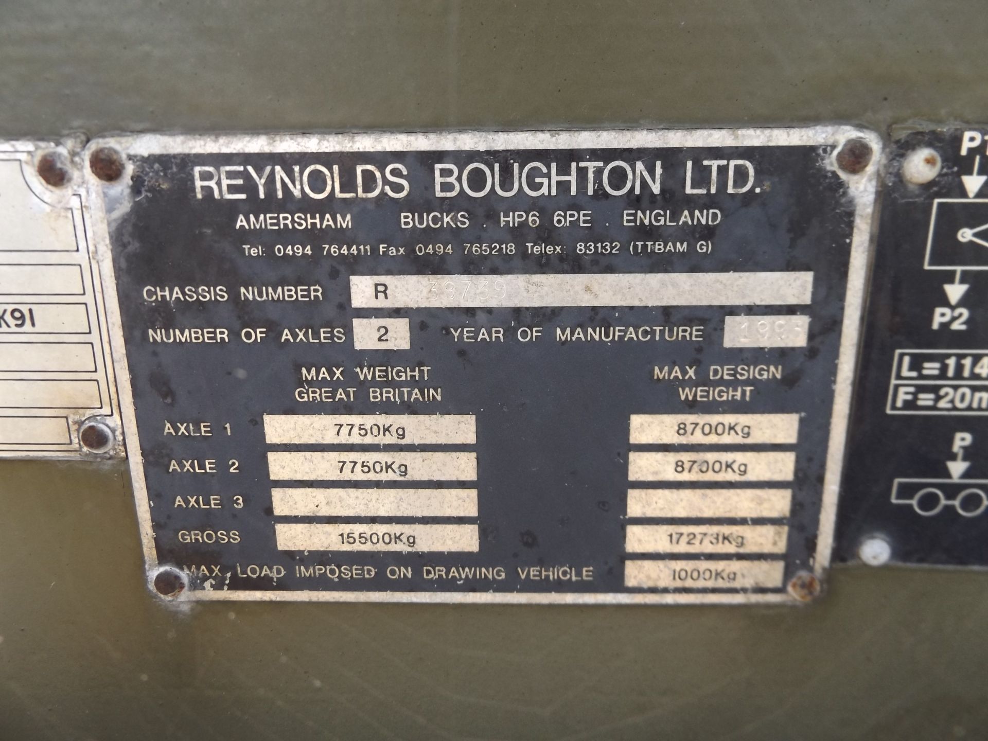 Reynolds Boughton MLRS 10.5 TON twin axle Skeletal Drops Trailer - Image 12 of 12