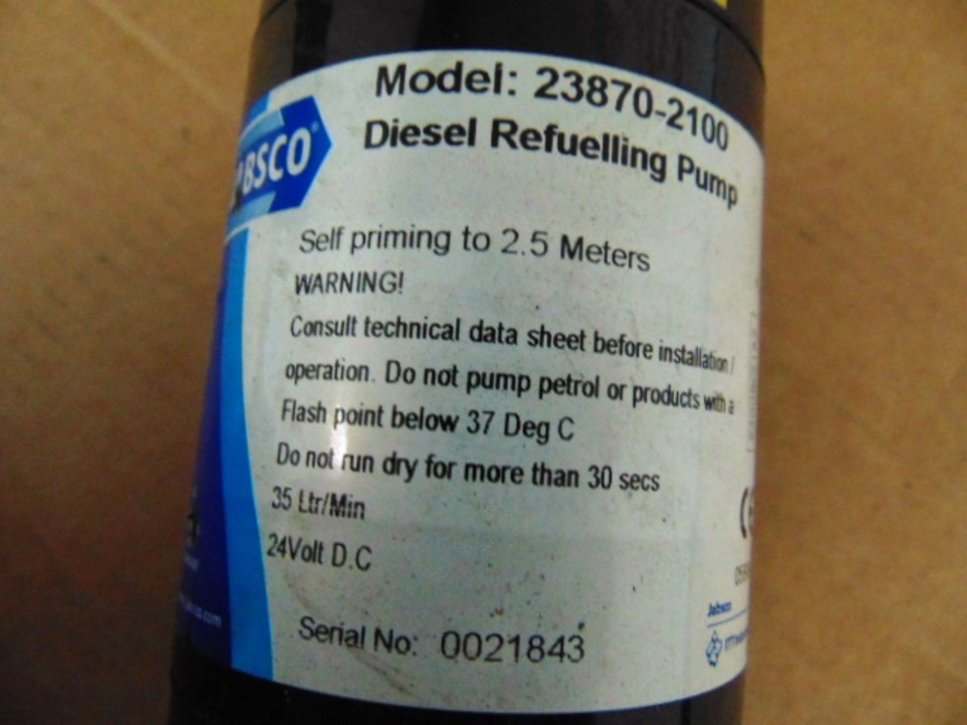 Jabsco 24V 35L/Min Diesel Refuelling Pump - Image 3 of 4