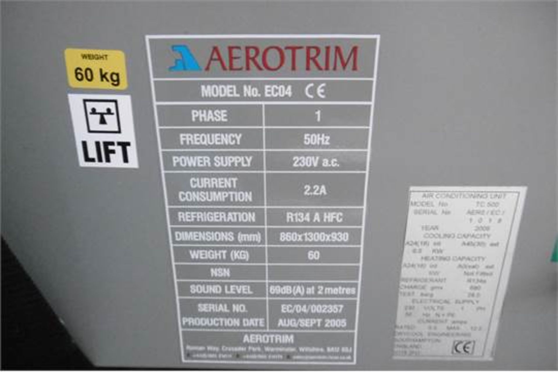 Unissued Aerotrim EC04 Collapsible Refrigeration Unit - Bild 5 aus 8