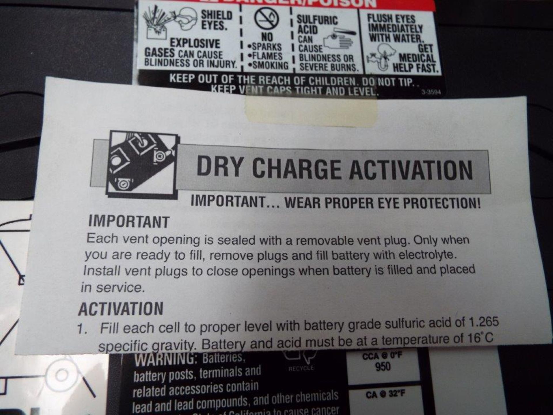 2 x Unissued CAT 354-3613 Dry Charge 12v 90A.H. Batteries - Image 4 of 6