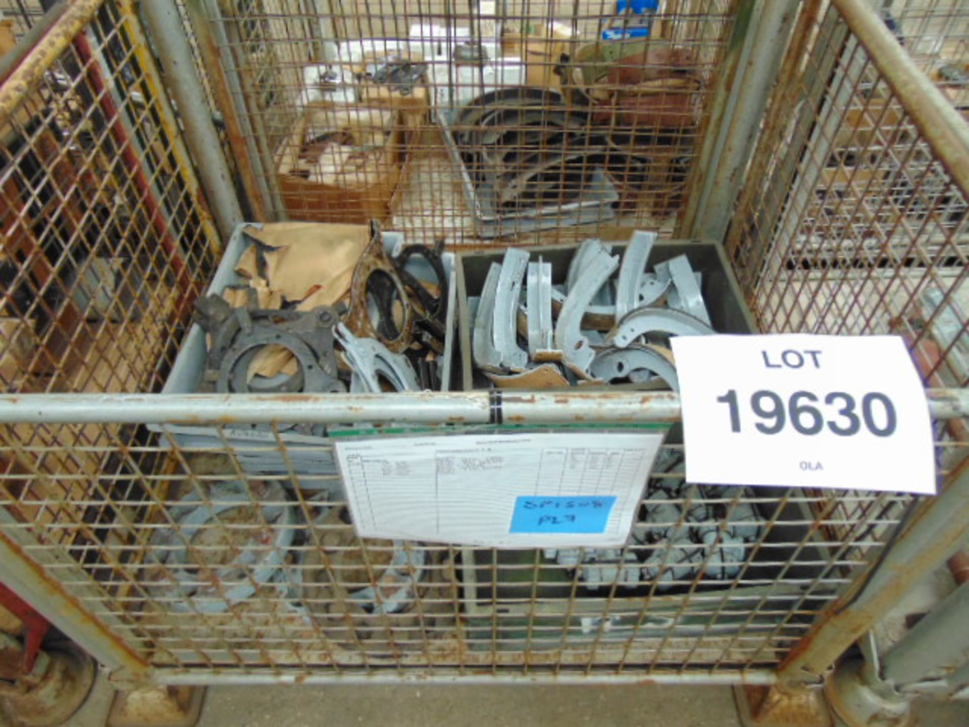 Stillage of Ex Reserve New Old Stock DUKW Parts inc: Brake Shoes, Wheel Cylinders, Hubs etc