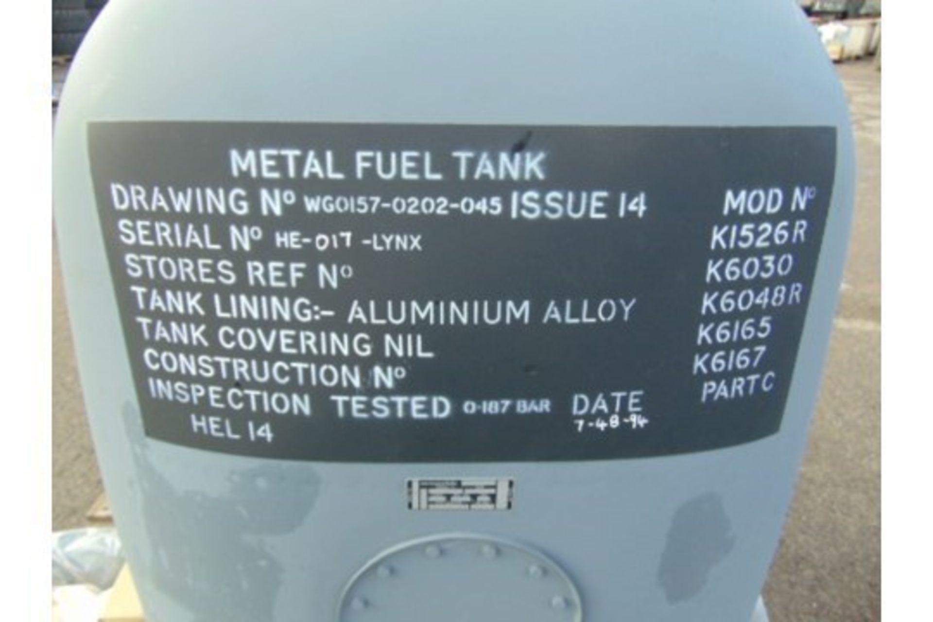 Unissued Lynx Helicopter Fuel Tank Assy complete with fitting kit - Image 8 of 8