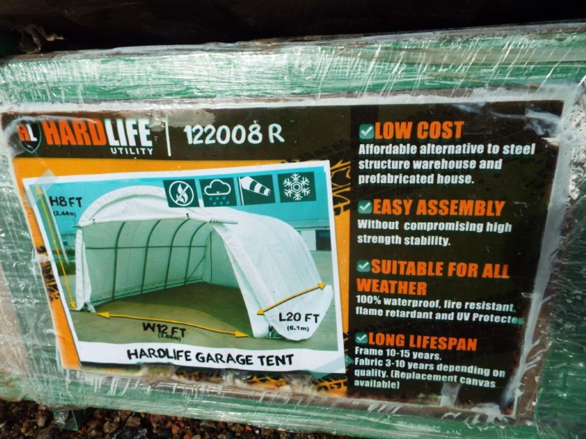 Hardlife Garage Tent 12'W x 20'L x 8' H P/No 122008R - Image 2 of 5