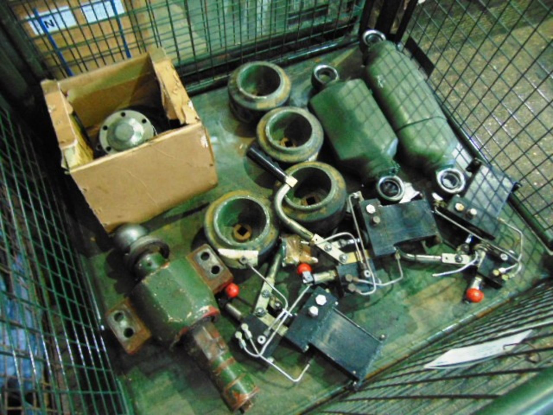 Mixed Stillage of CVRT, Warrior and FV Parts consisting of Wheels, Pumps, Shock Absorbers etc