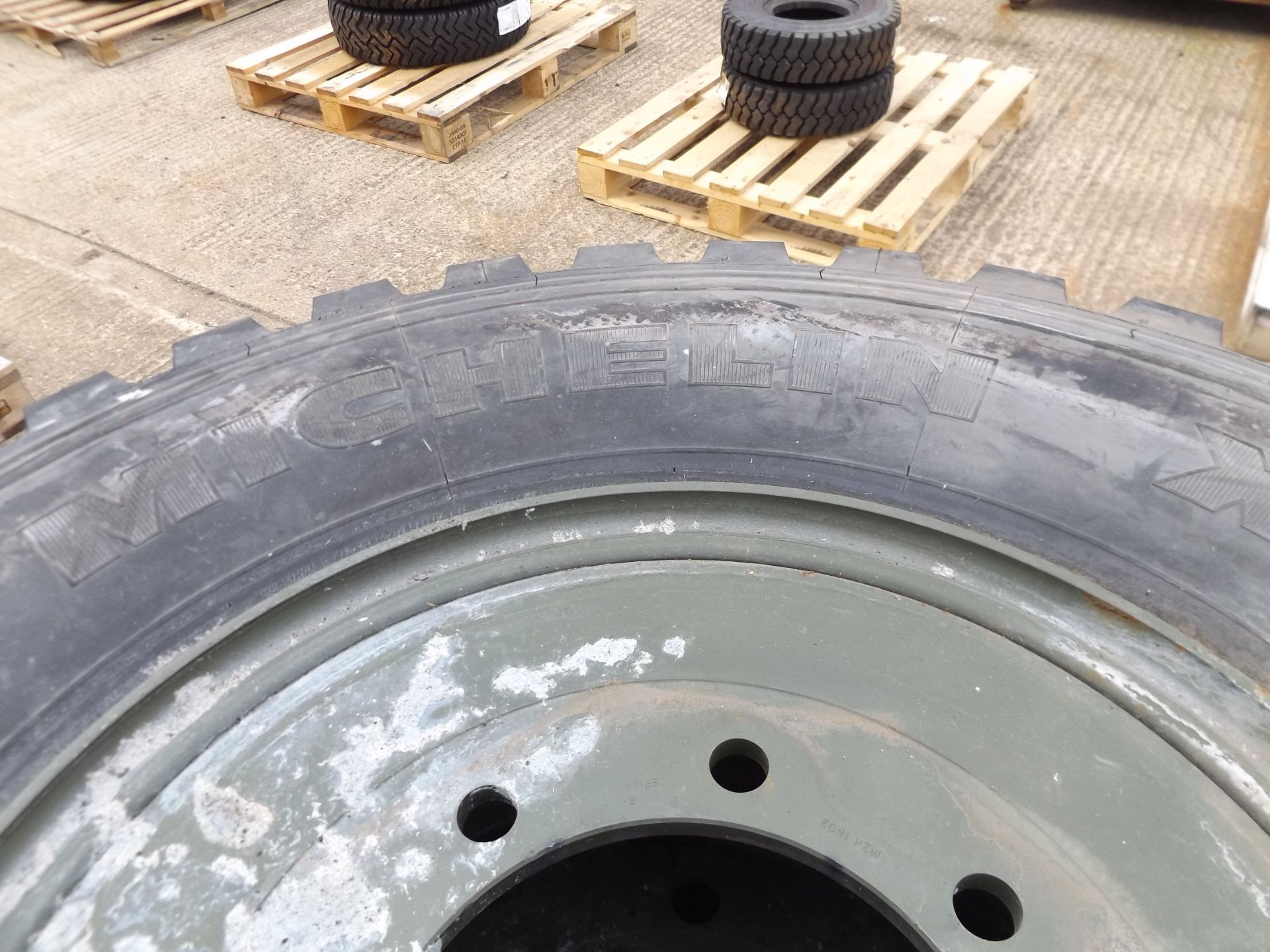 3 x Michelin 12.00 R20 XZL Tyres complete with 8 stud rims - Image 3 of 6