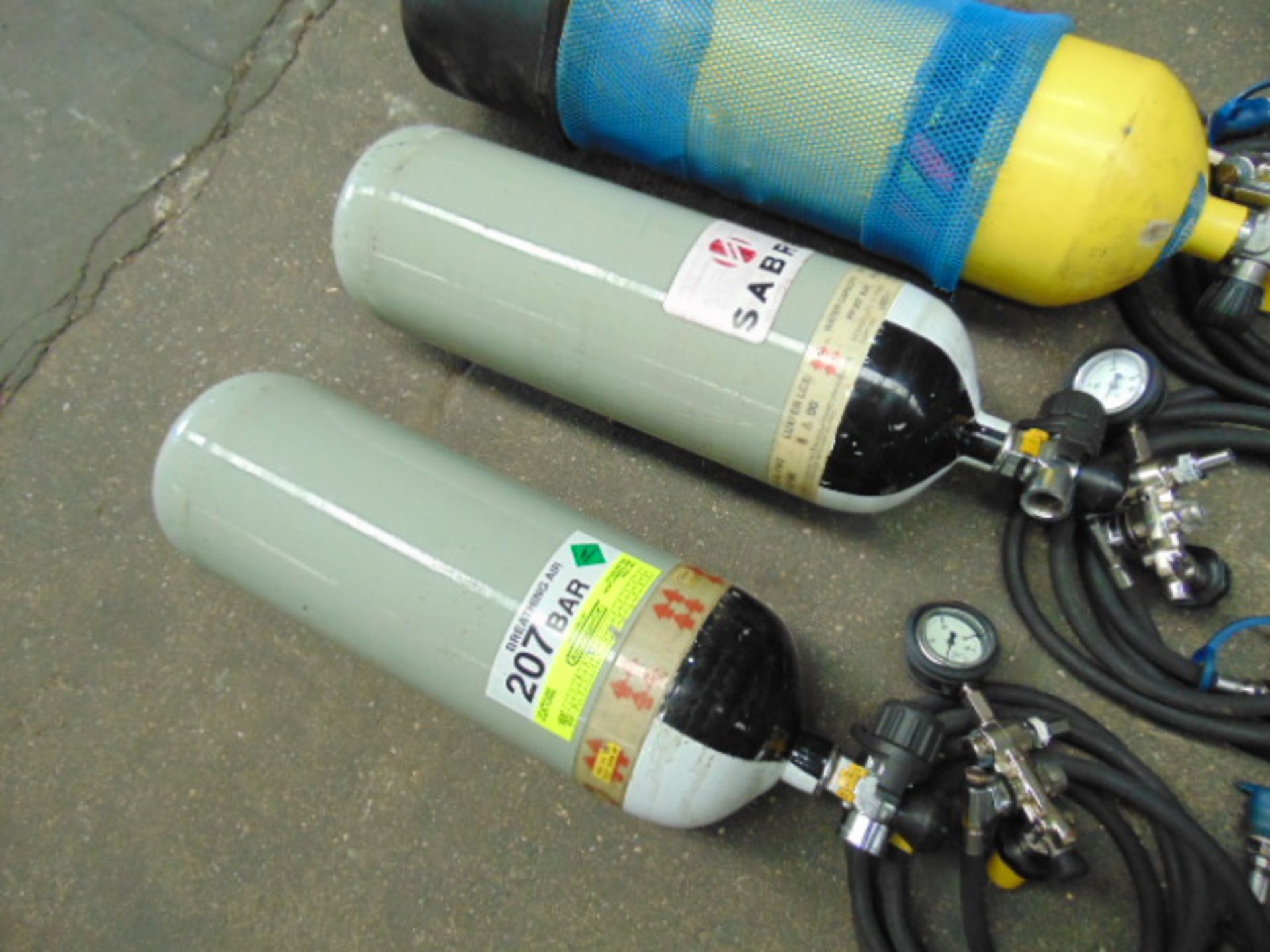 3 x Compressed Air Cylinders with Valves etc - Bild 2 aus 11