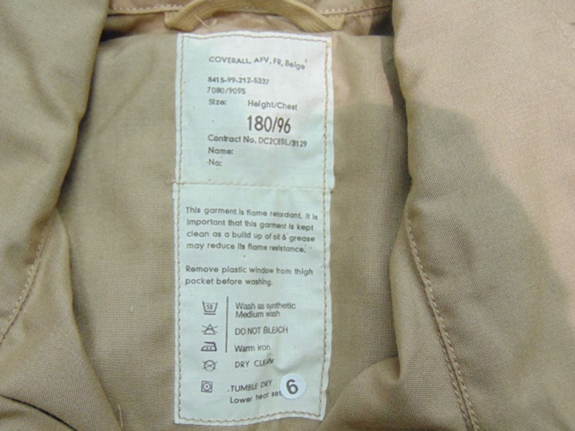 AFV Crewman Desert Coverall Size 180/96 - Image 3 of 3