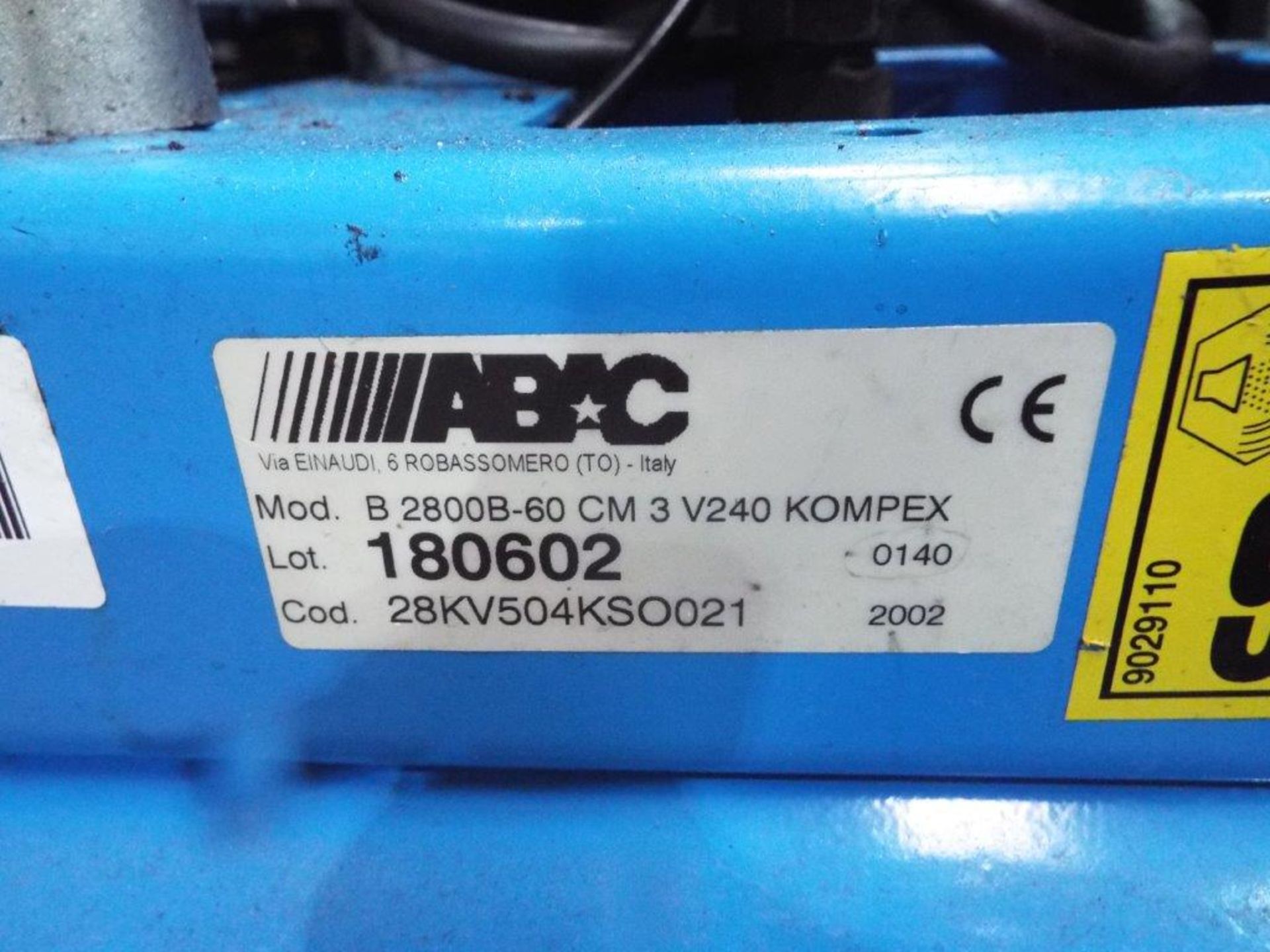 ABAC B 2800B-60 cm 3 V240 Kompex Mobile Air Compressor - Image 6 of 7