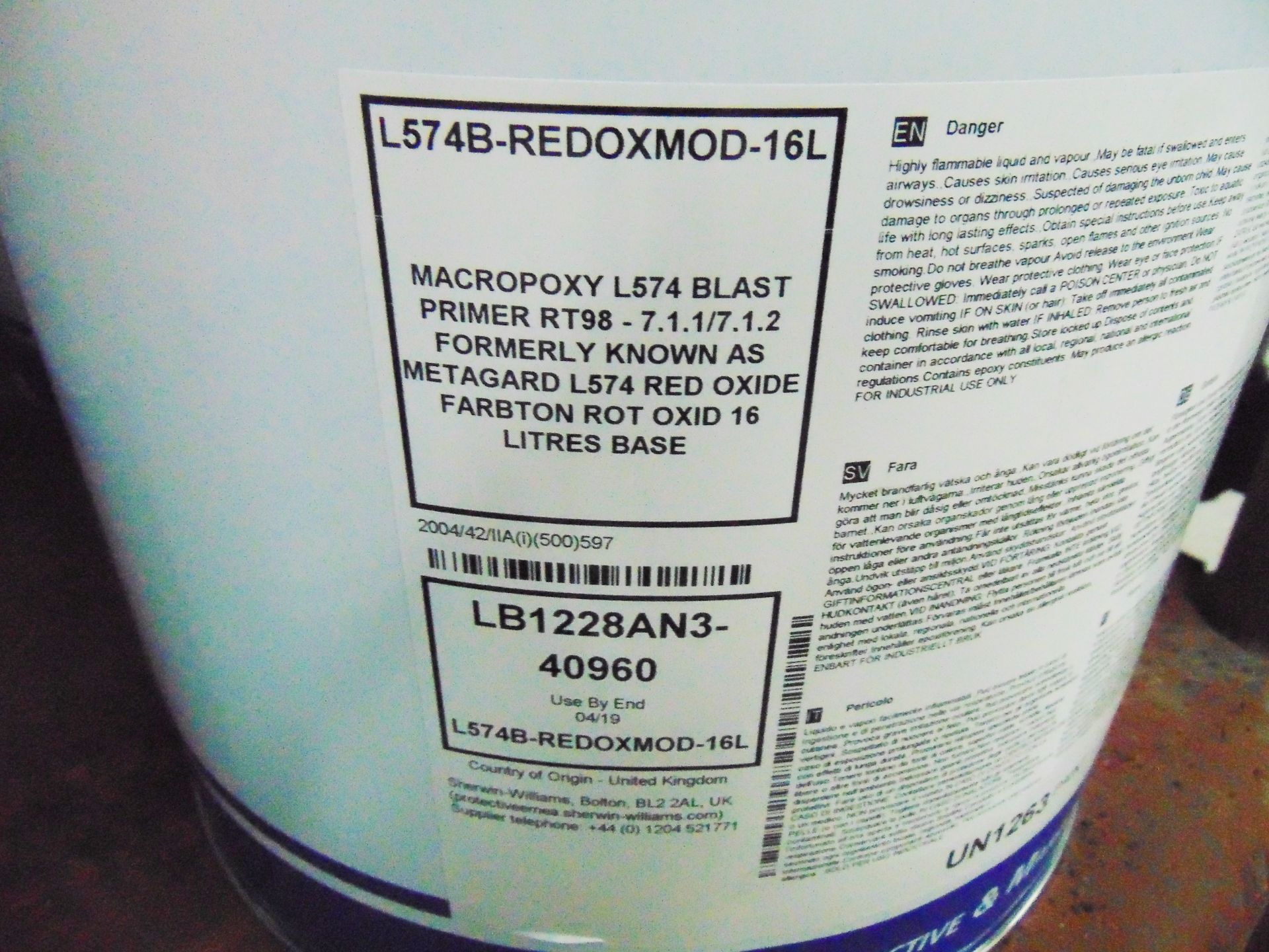 10 x Sherwin-Williams L574 2 Pack 20L Macropoxy Blast Primer - Image 3 of 4