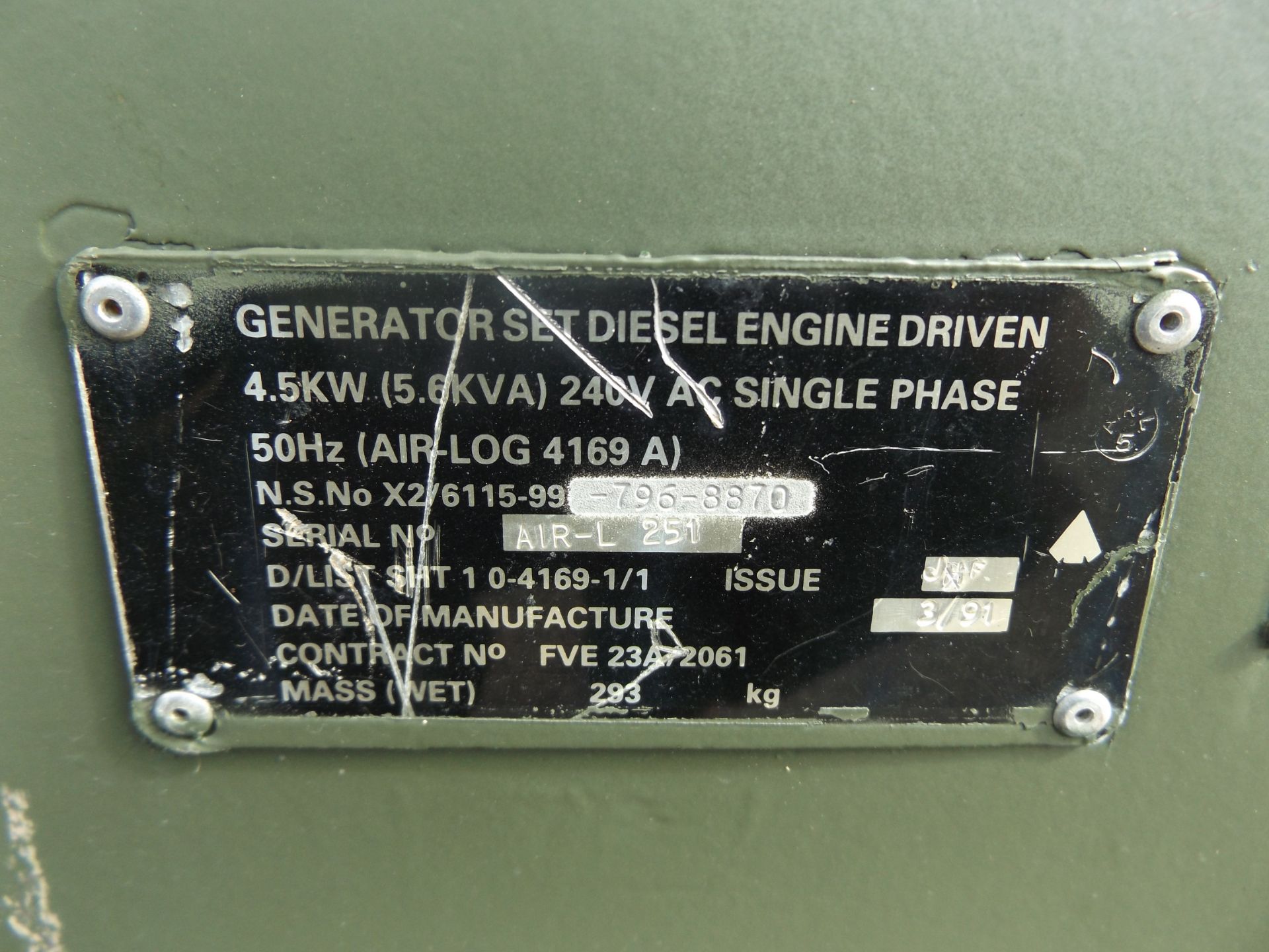 Lister Petter air log 4169 A 5.6 KVA diesel generator - Image 12 of 13