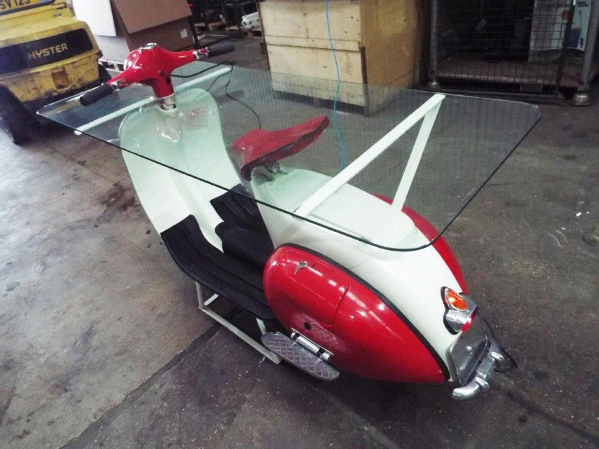 Amazing Vintage Vespa 150 Scooter Glass Top Table - Image 3 of 17