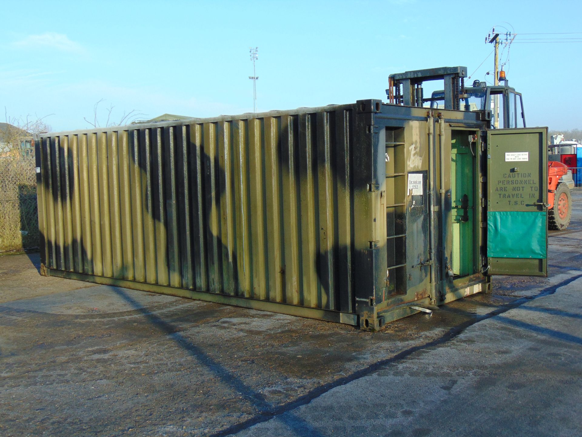 20ft ISO Shipping Container complete with fitted internal roller racking storage system