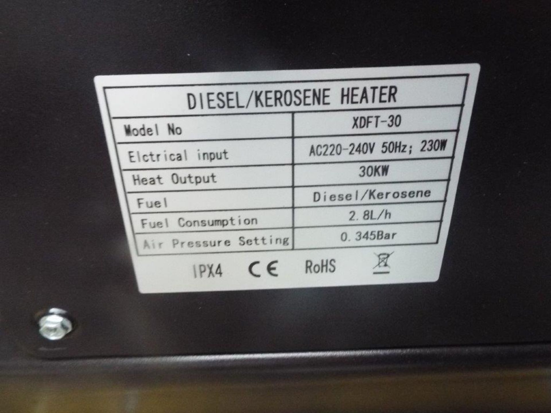 ** BRAND NEW ** XDFT-30 Diesel Space Heater - Image 8 of 11