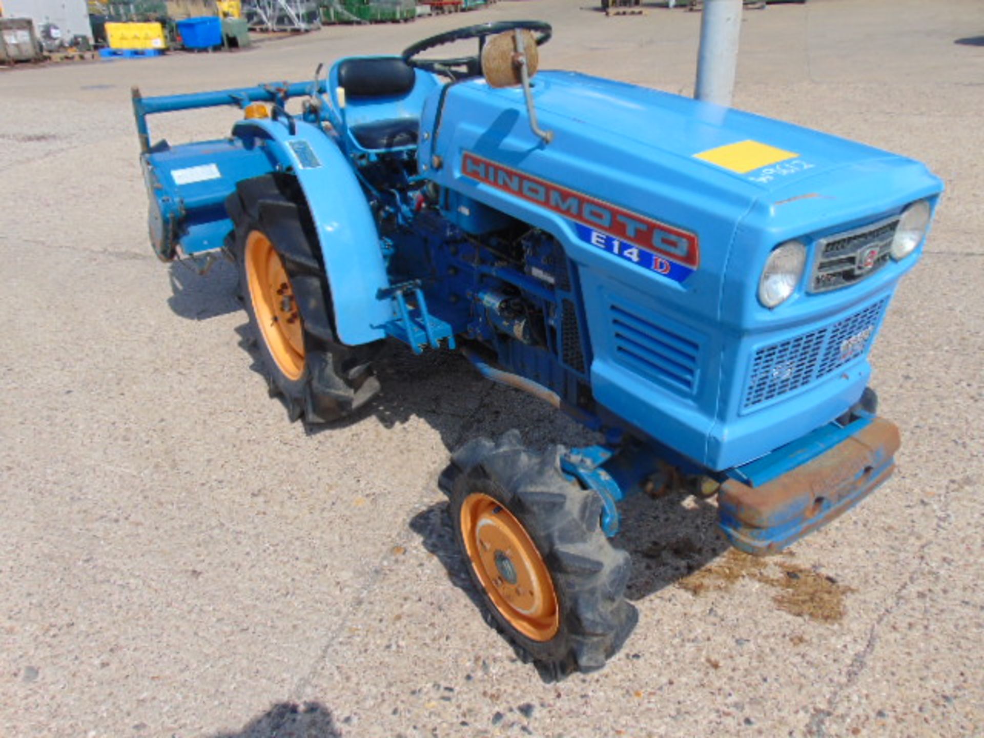 Hinomoto E14D Tractor 4 x 4 c/w DS1201 Rotovator 621 hours only