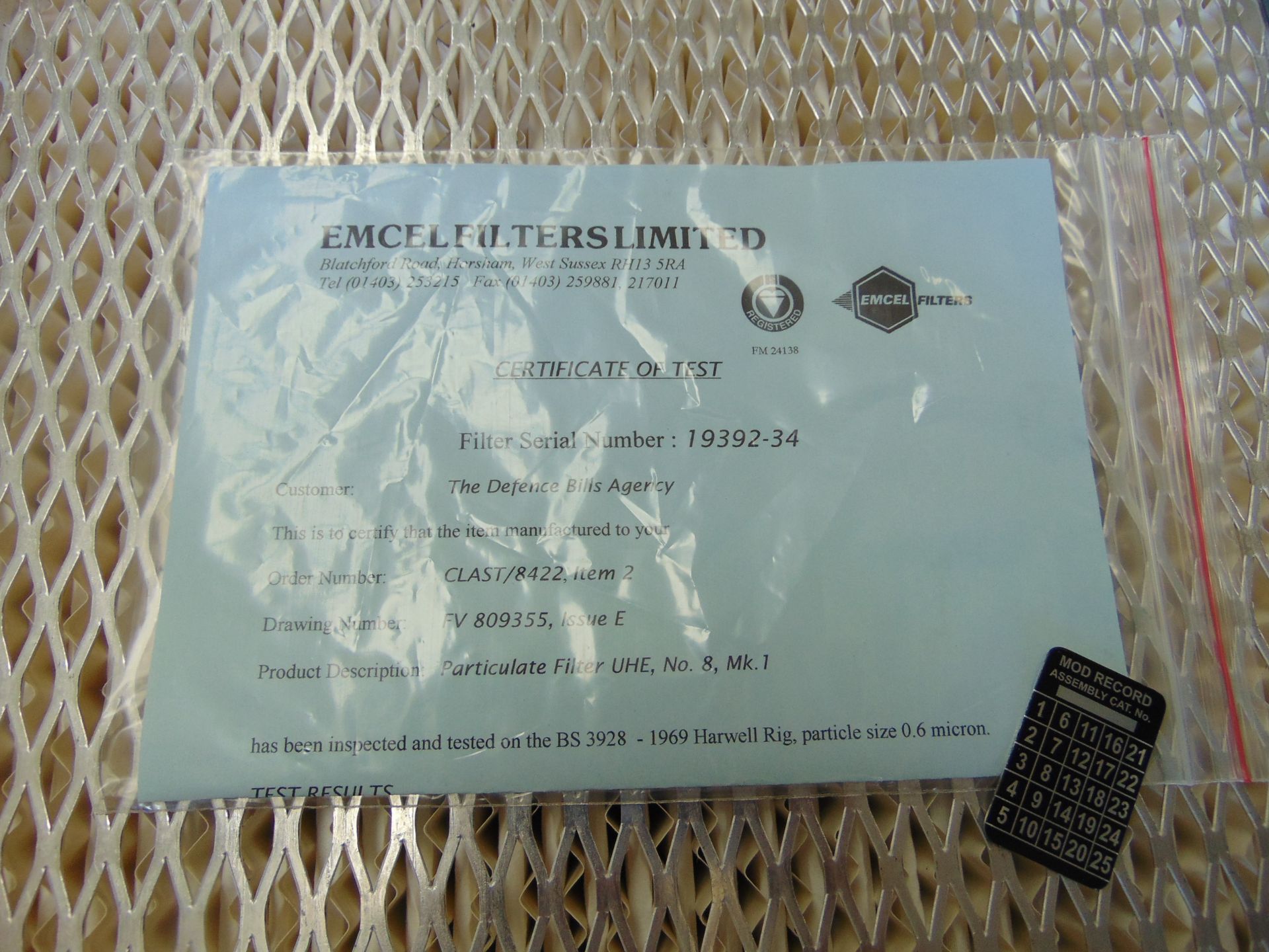 20 x FV432 No.8 Mk1 Particulate Filter P/No FV809335 - Image 5 of 7