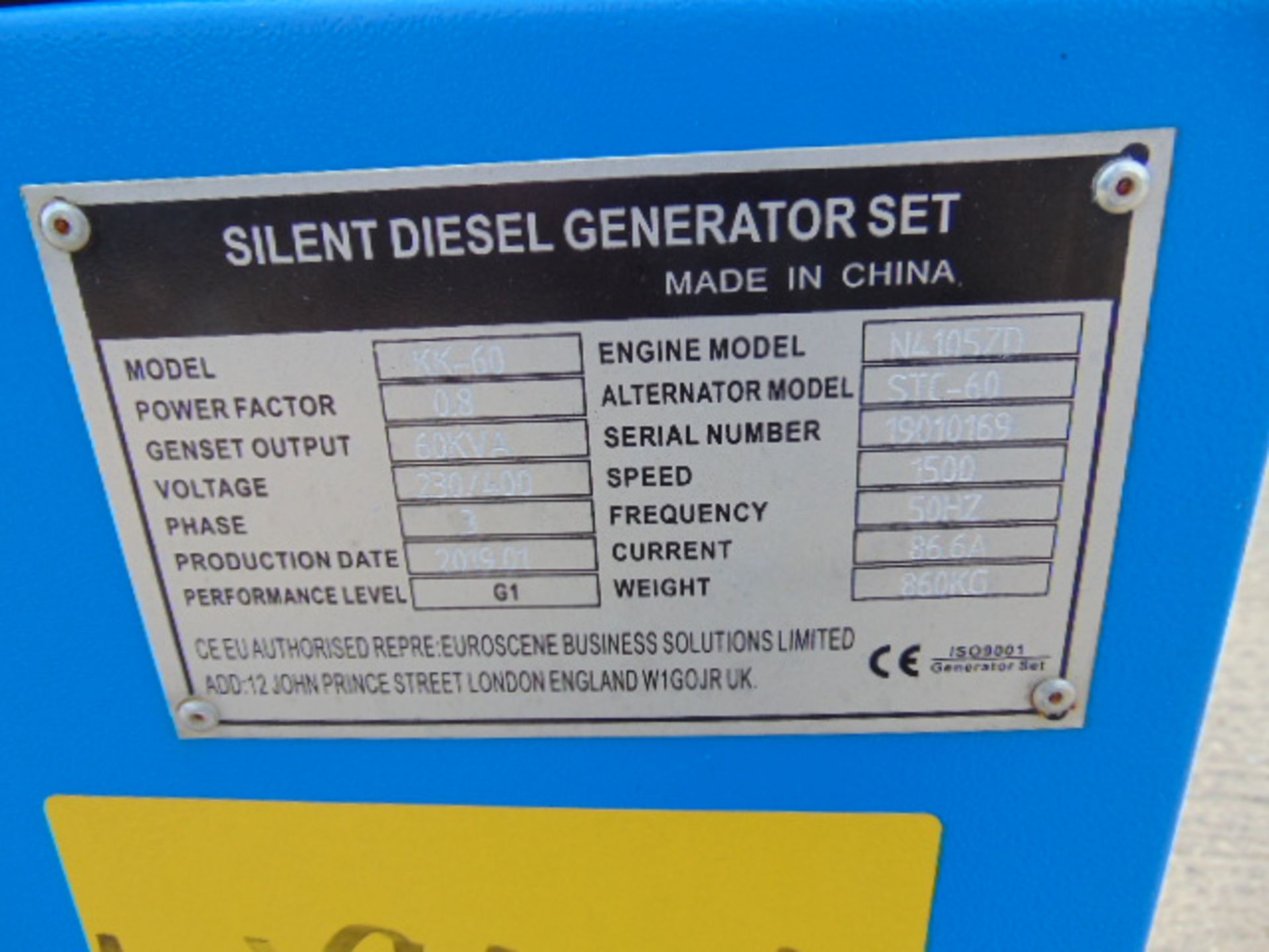 UNISSUED WITH TEST HOURS ONLY 60 KVA 3 Phase Silent Diesel Generator Set - Image 15 of 15