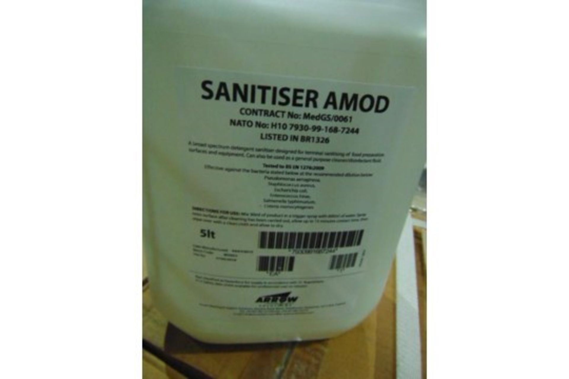 17 Boxes ( x 68 cans ) of 5Ltr Surface Sanitiser AMOD Direct from Reserve Stores - Bild 3 aus 3