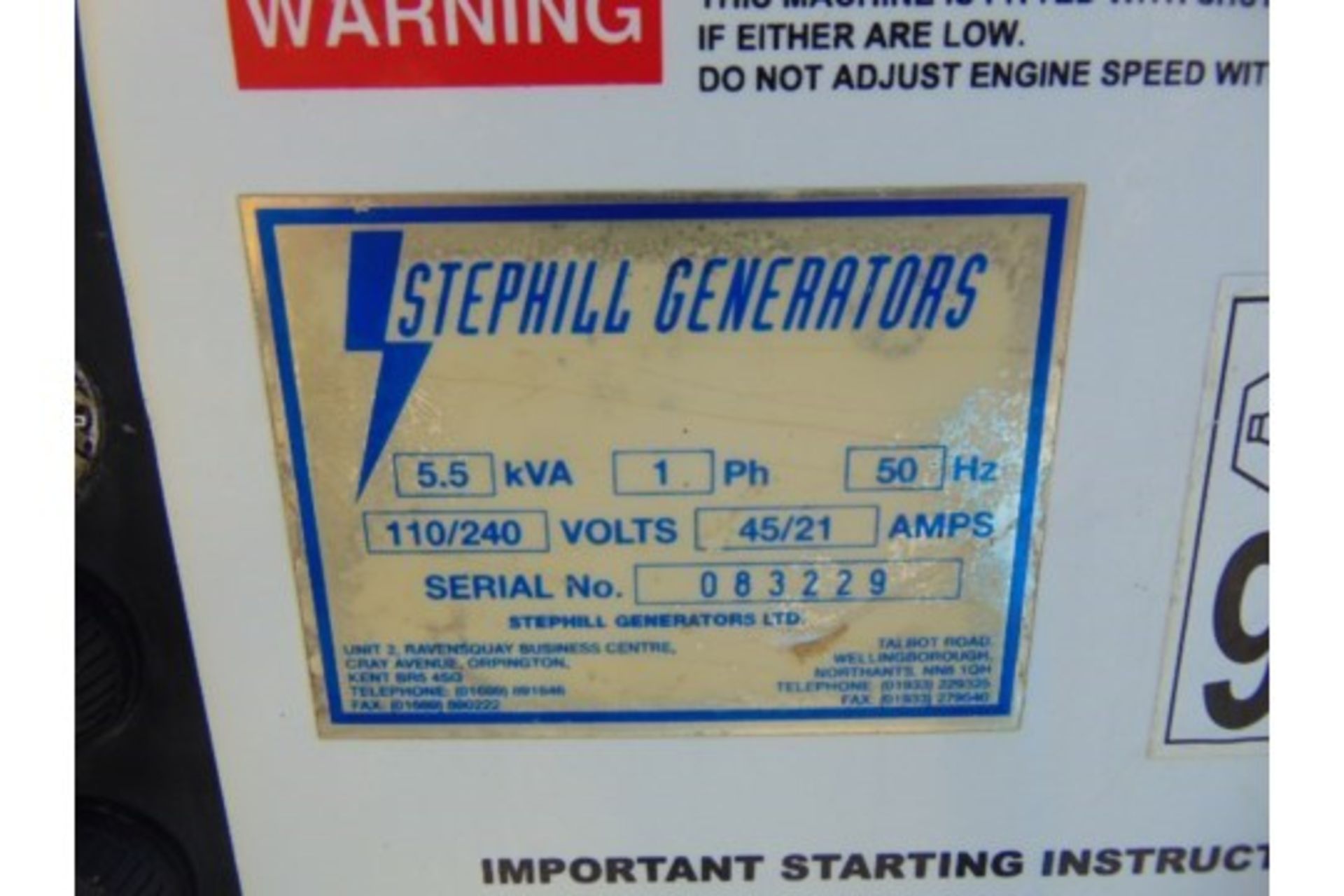 Stephill 5.5 KVA Diesel Generator Set - Image 8 of 9
