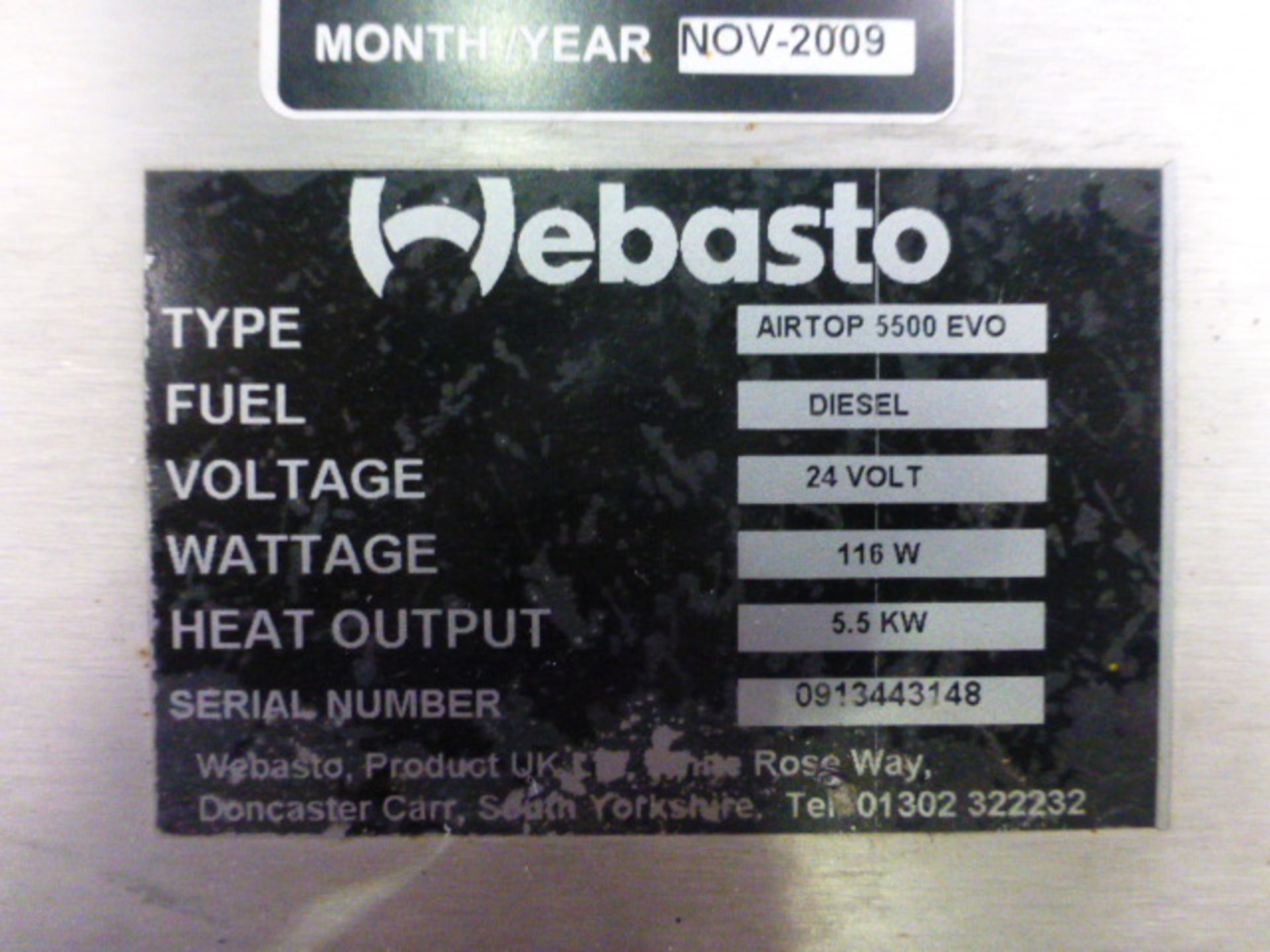 Takeout Webasto Airtop 5500 Evo Cab Heater - Image 5 of 6