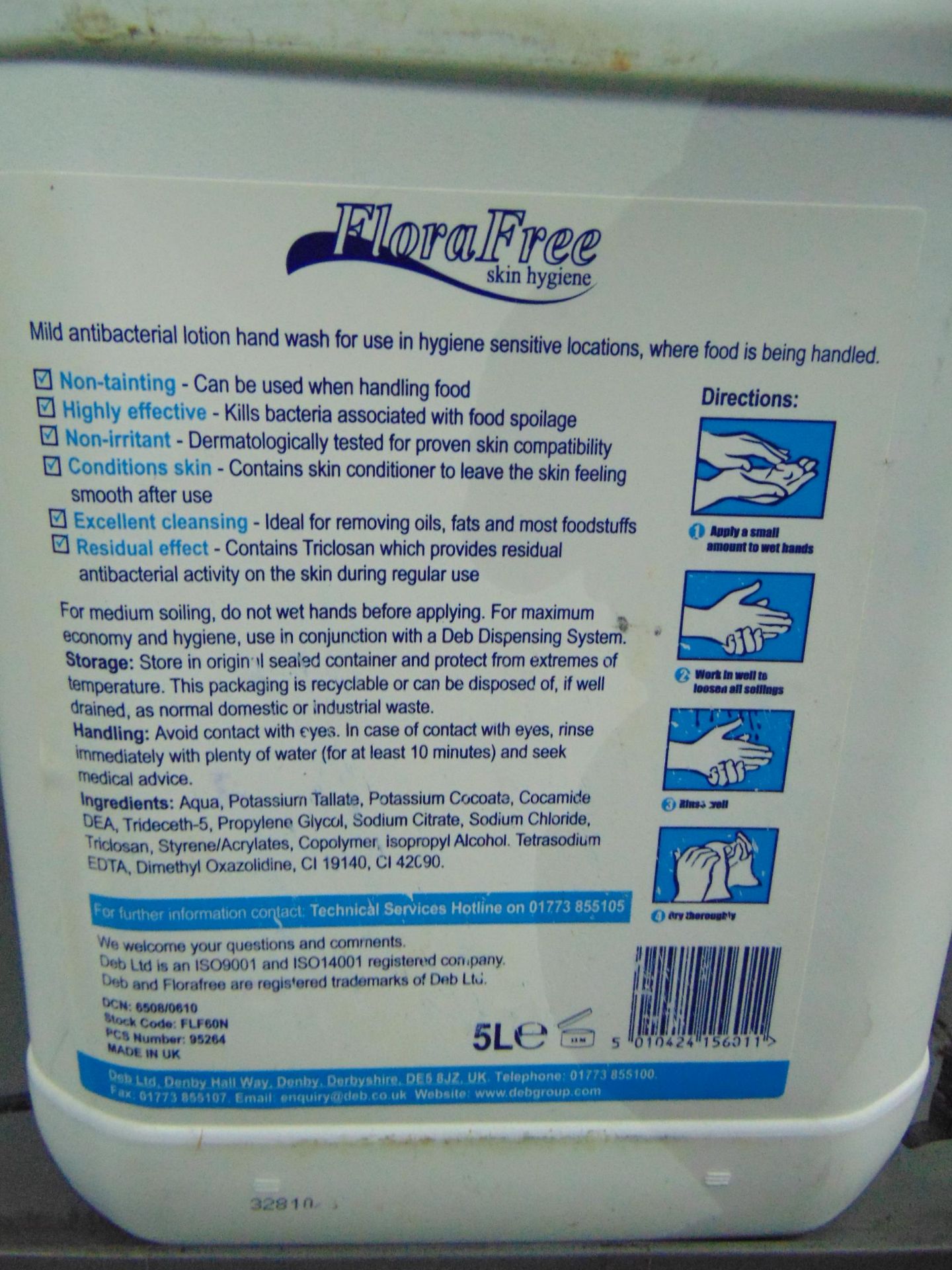 20 x 5 Ltr FloraFree Mild Antibacterial Lotion and Approx 300 Hand/Face Wipes - Image 4 of 6