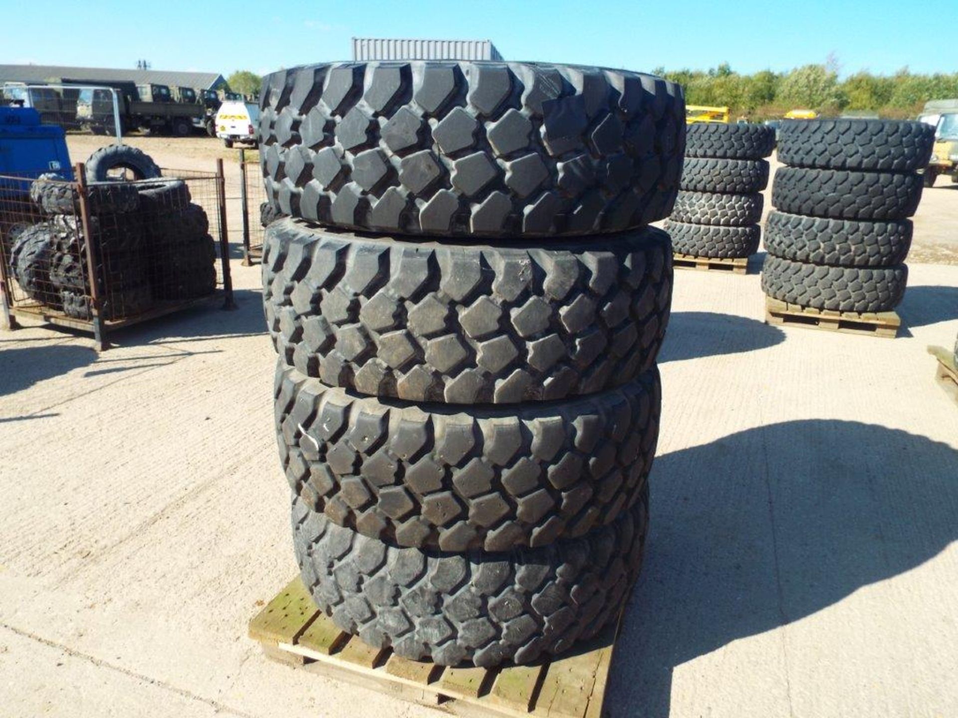 4 x Michelin XZL 395/85 R20 Tyres with 10 Stud Rims