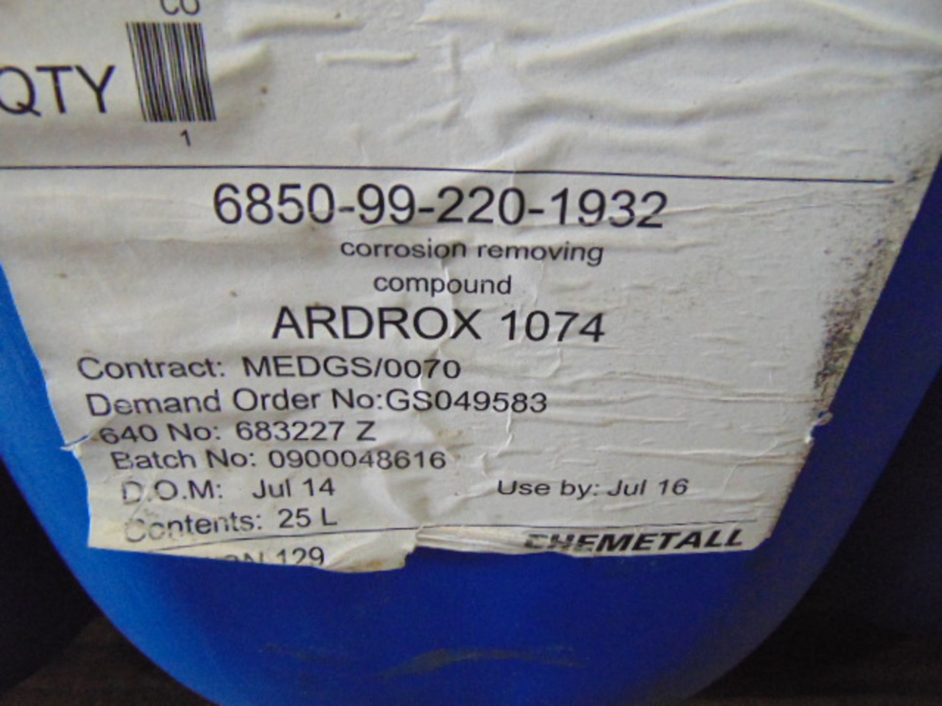 3 x Unissued 25L Tubs of Ardox 1074 Aluminium Cleaning Agent - Image 3 of 3
