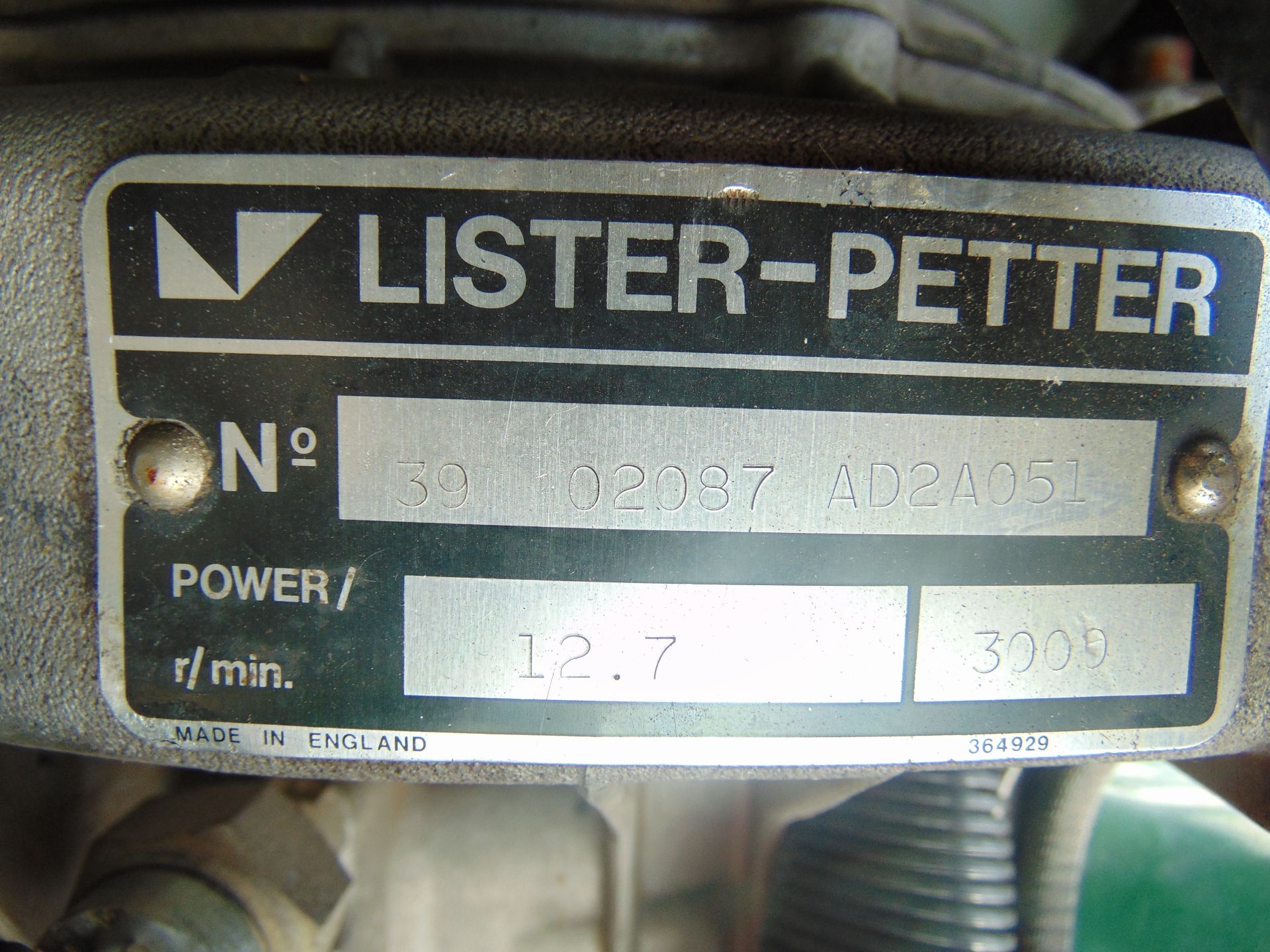 Lister Petter Air Log 4169 A 5.6 KVA Diesel Generator - Bild 16 aus 17