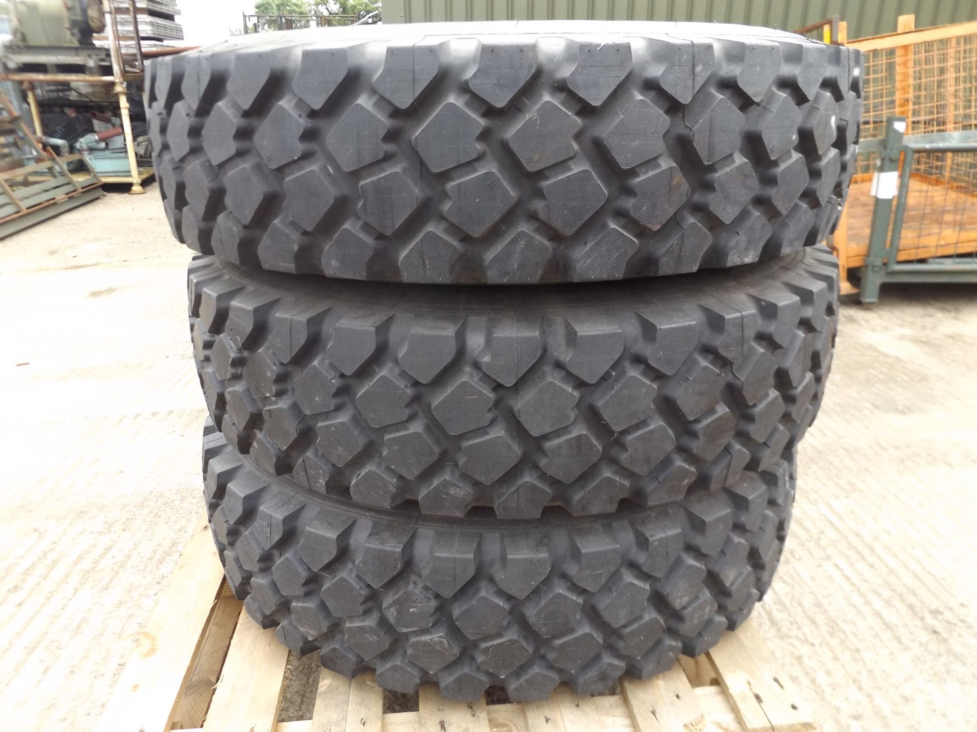 3 x Michelin 12.00 R20 XZL Tyres complete with 8 stud rims - Image 2 of 6
