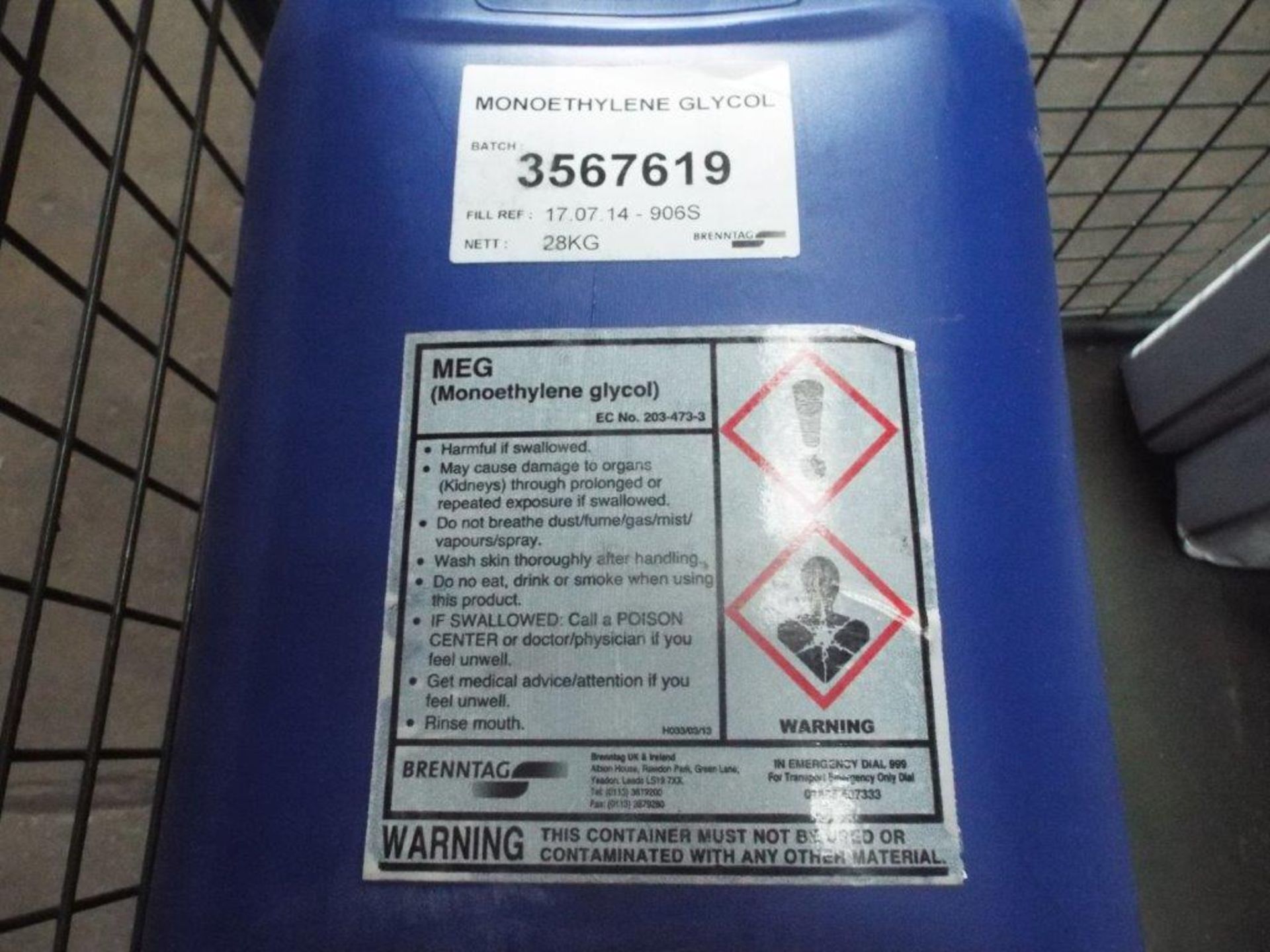 4 x Unissued 28Kg Tubs of Monoethylene Glycol - Image 2 of 3