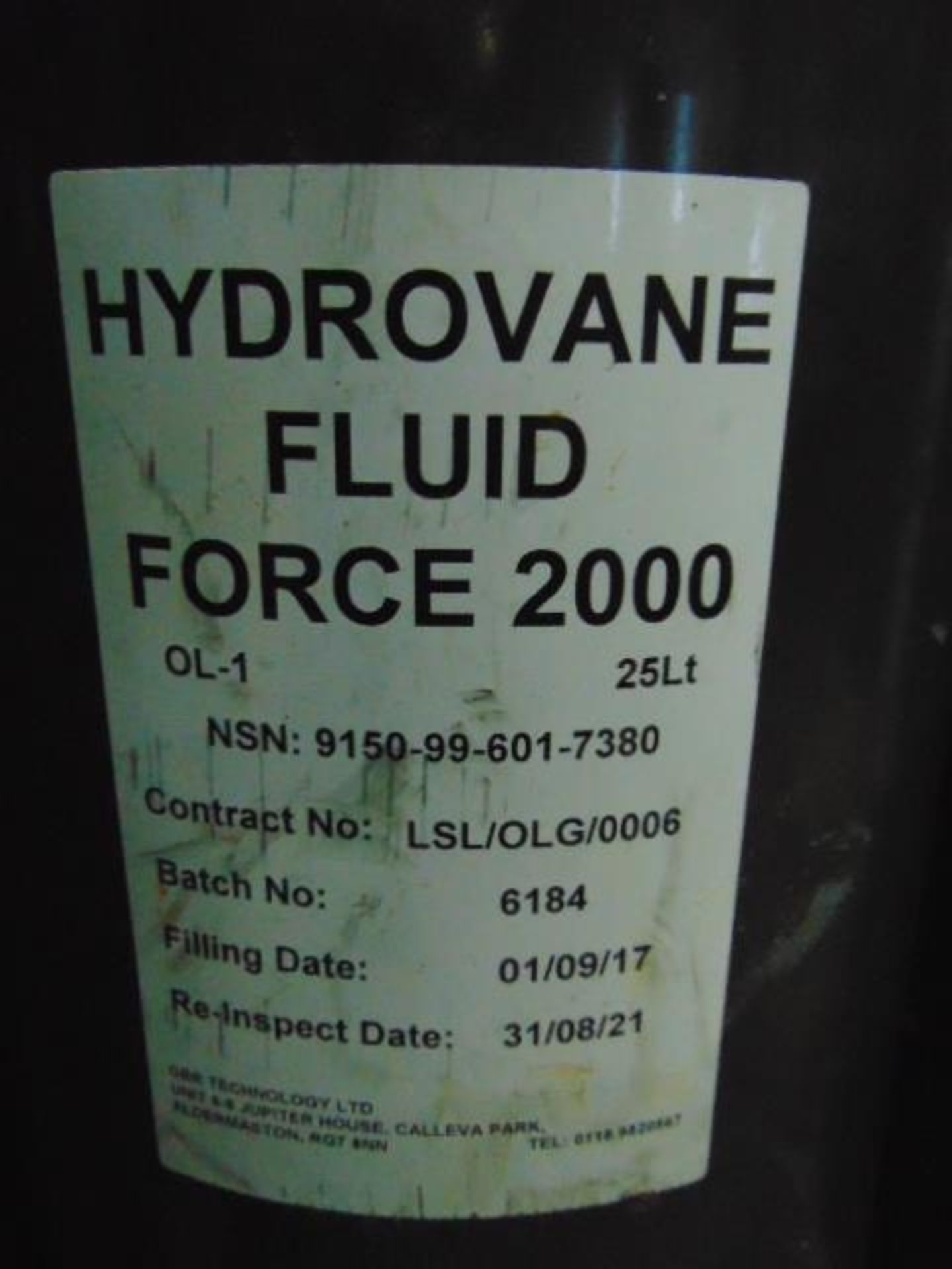 10 x 25 Ltr Hydrovane Fluid Force 2000 Unissued Direct from Reserve Stores - Image 2 of 2
