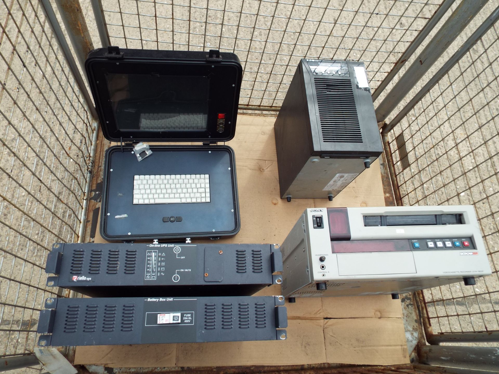 Mixed Stillage of Electrical Equipment consisting of Power Supplies, Battery Box, Ruggedised Laptop