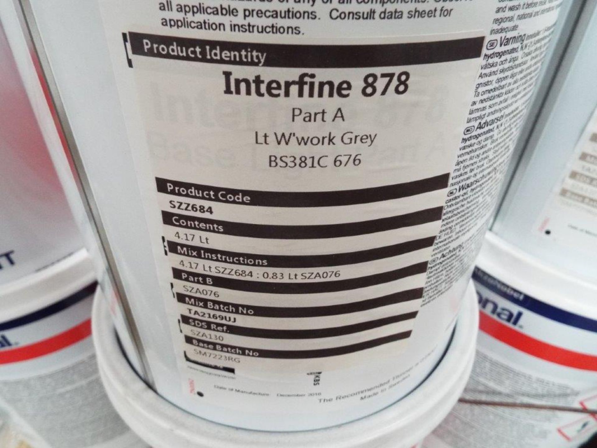 50 x Unissued 5 litre Cans of Interfine 878 Light Grey 2-Part Protective Paint - Image 3 of 5