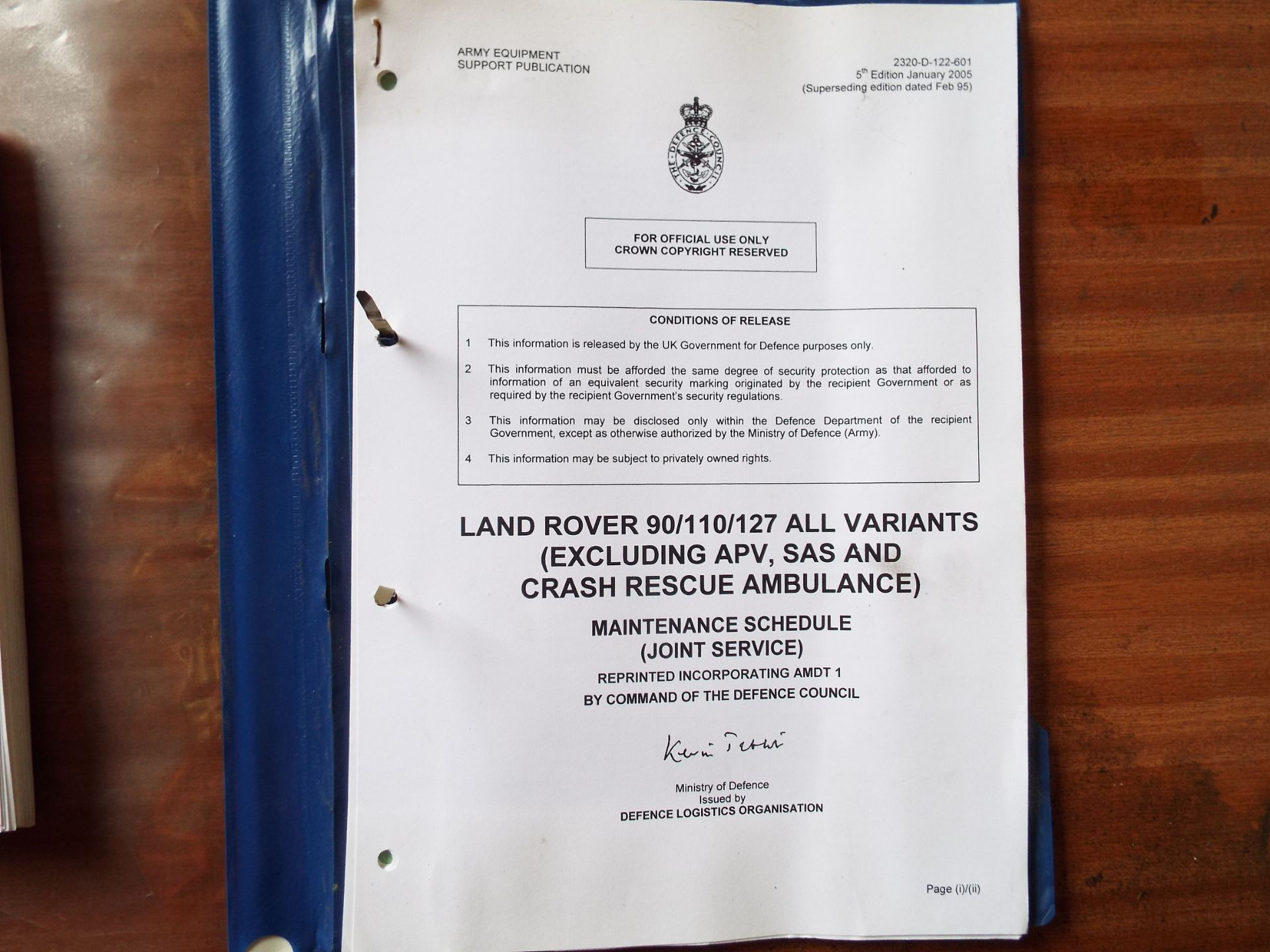 Extremely Rare Military Land Rover 90/110/127 Operating Manual with Maintenance Schedule - Image 7 of 8
