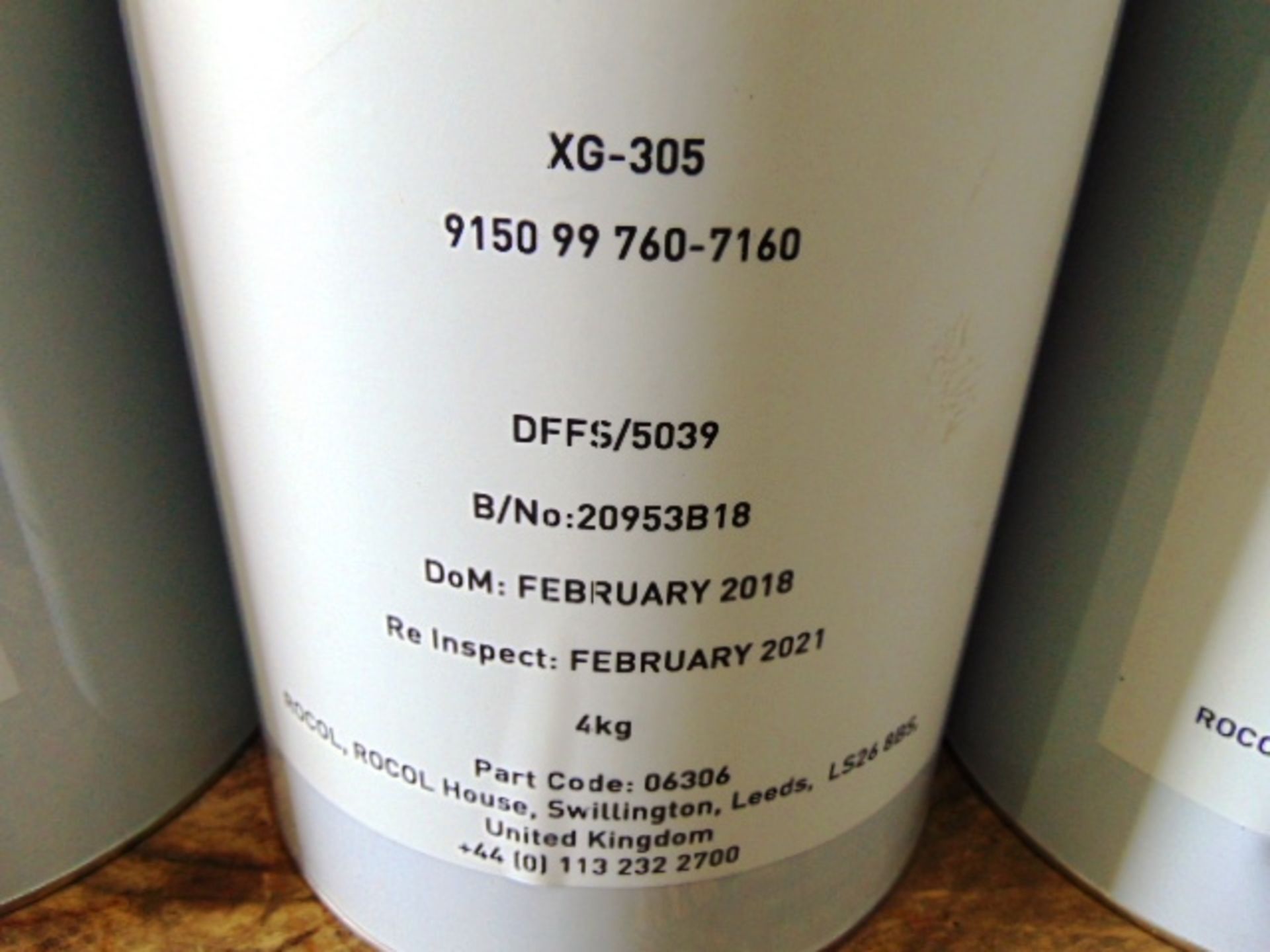 7 x Unissued 4Kg Tins of Rocol XG-305 Molybdenum Disulphide Grease - Image 2 of 2