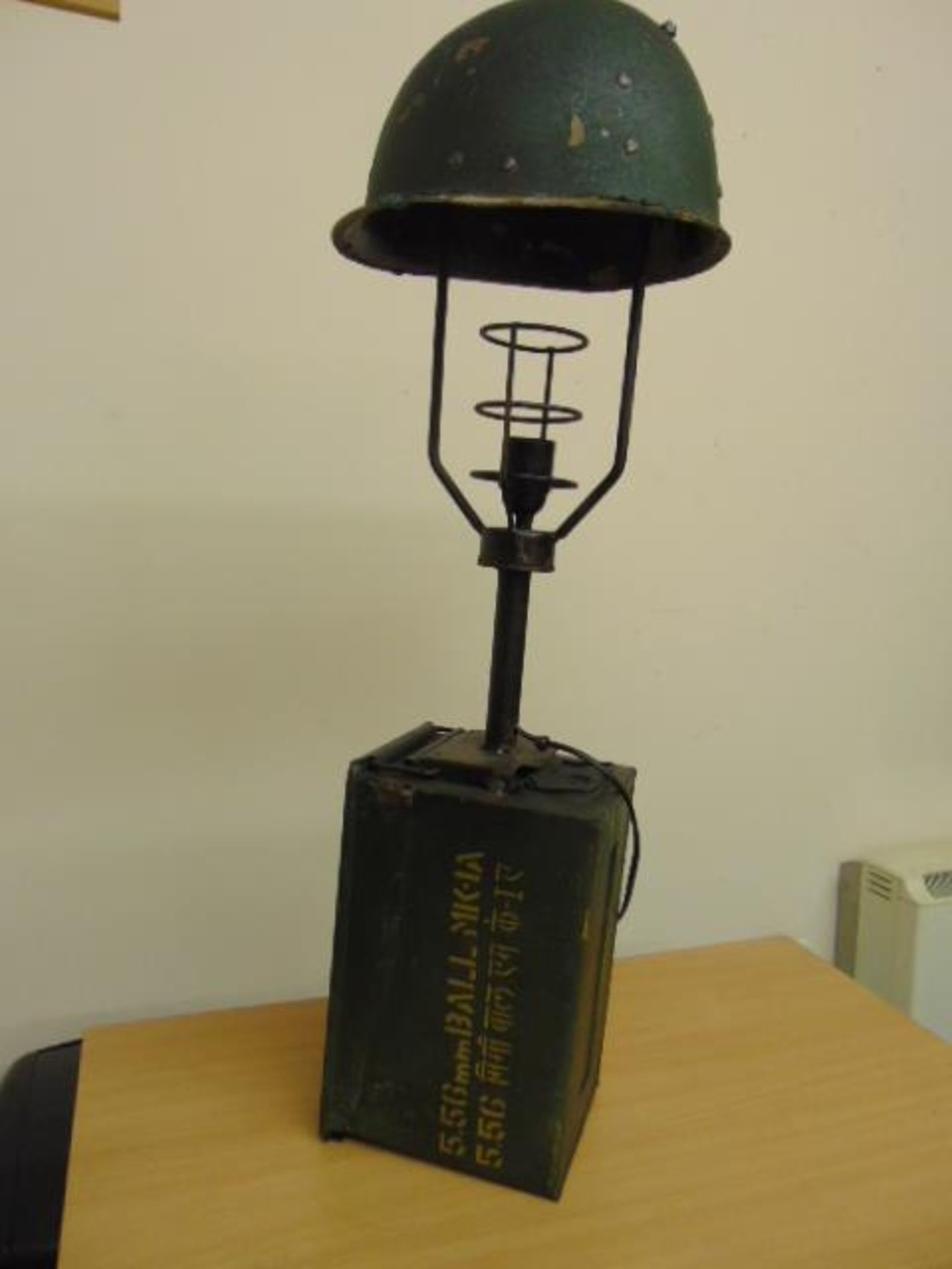 World War II Style Army Helmet and Ammo Can Lamp - Image 2 of 4