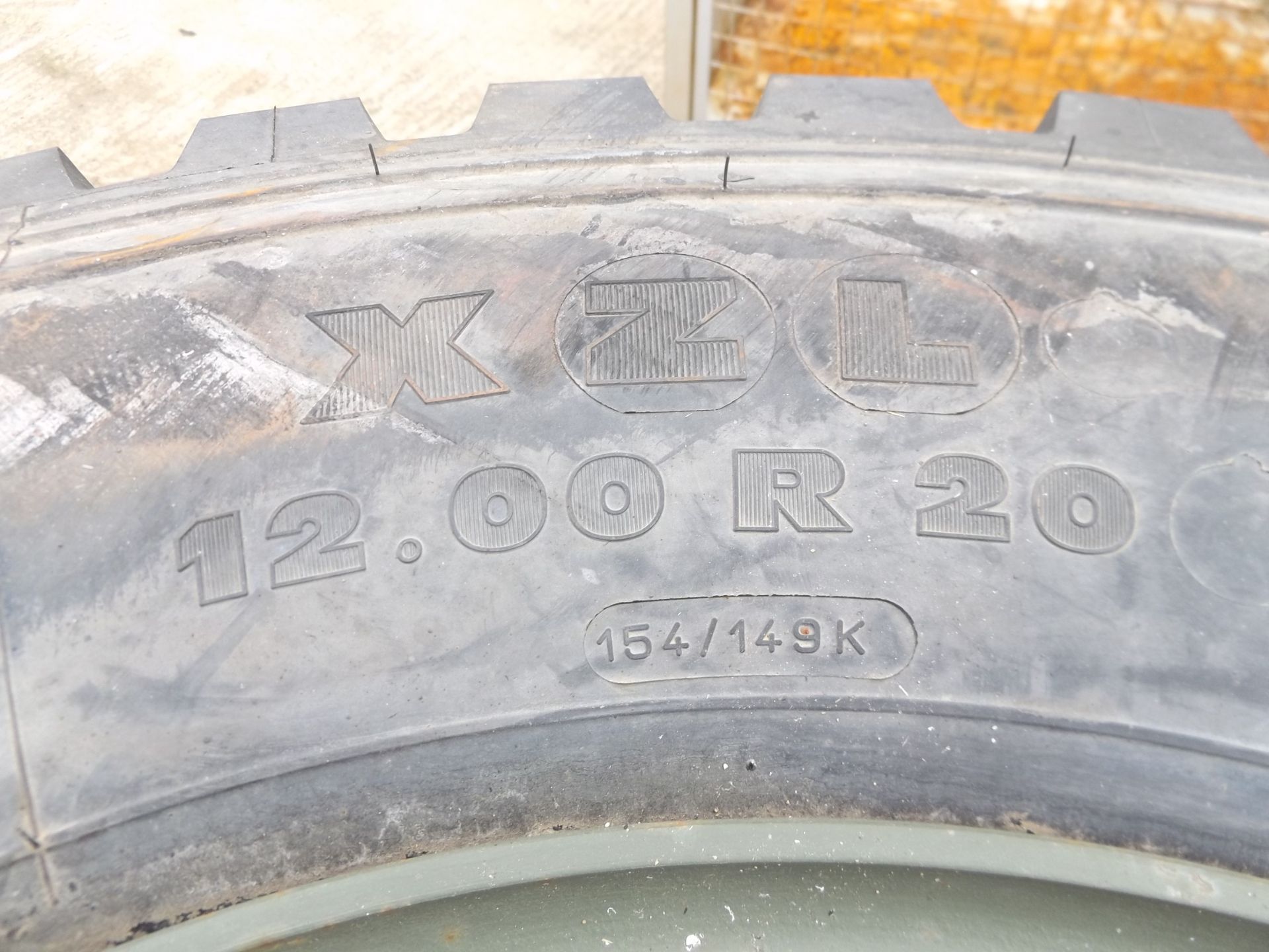 3 x Michelin 12.00 R20 XZL Tyres complete with 8 stud rims - Image 4 of 6