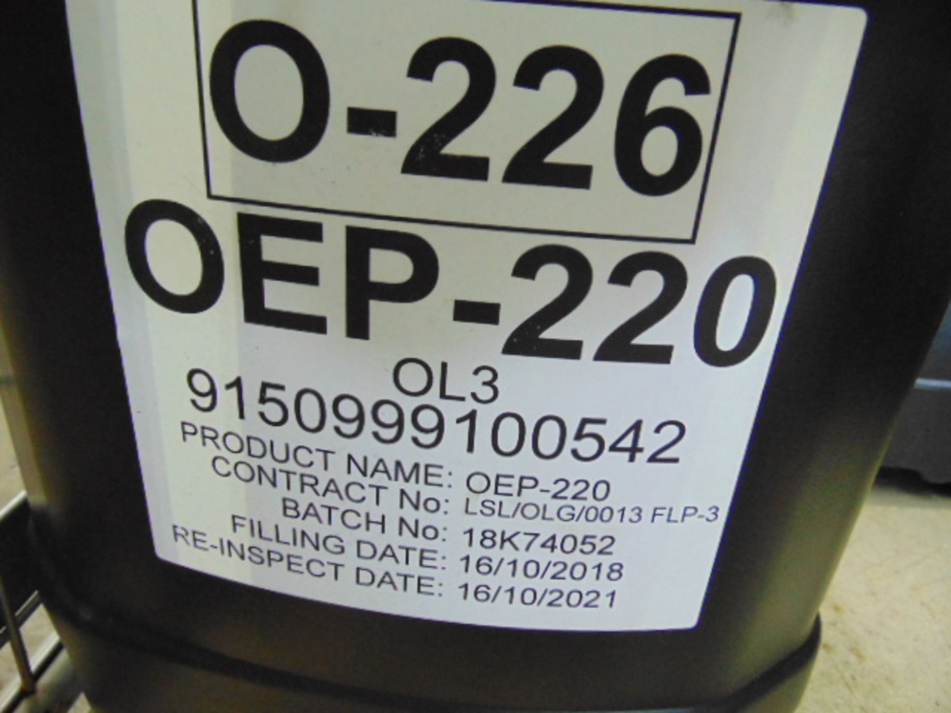 5 x 15 Ltr Drums OEP-220 Oil Direct from reserve stores - Image 2 of 2