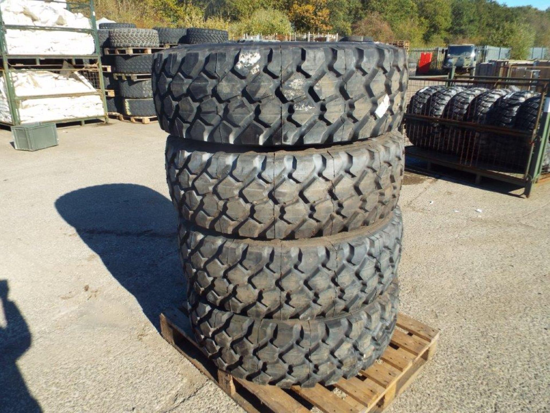 4 x Michelin XZL 365/85 R20 Tyres with Runflat Inserts and 10 Stud Rims