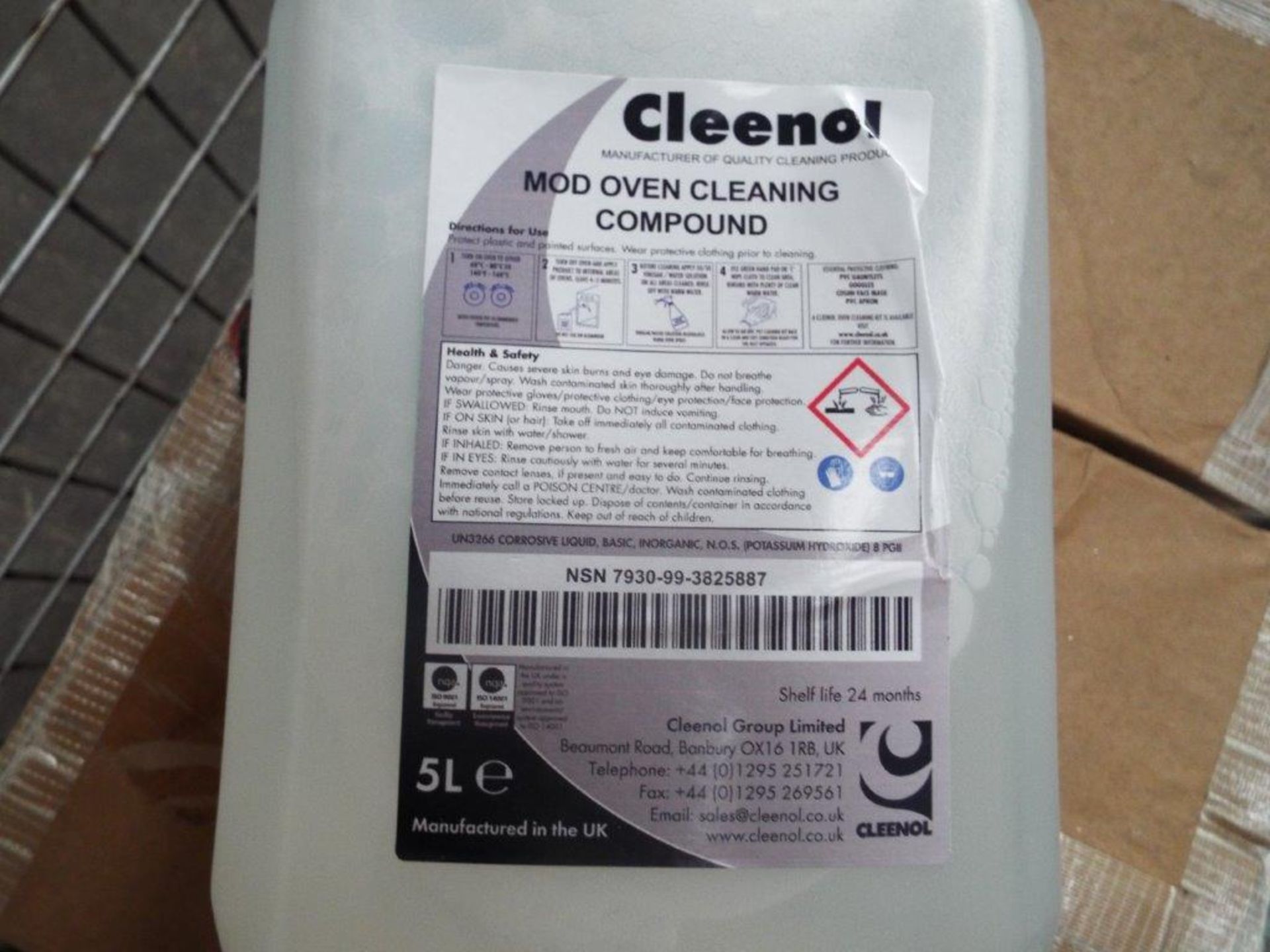 20 x Unissued 5L Bottles of Cleenol MOD Oven Cleaning Compound - Bild 2 aus 4