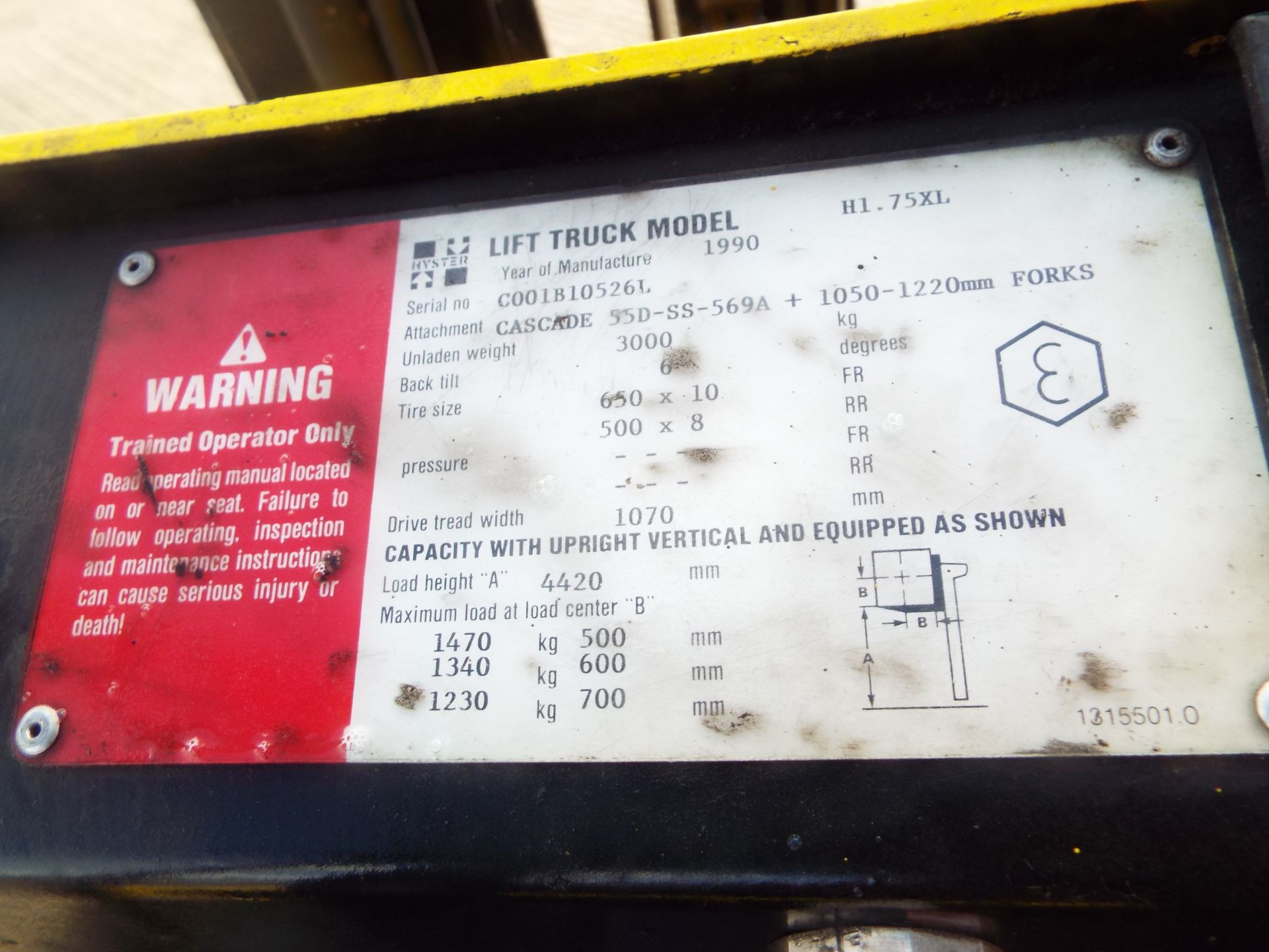 Hyster H1.75XL Counter Balance LPG Container Forklift - Image 15 of 20